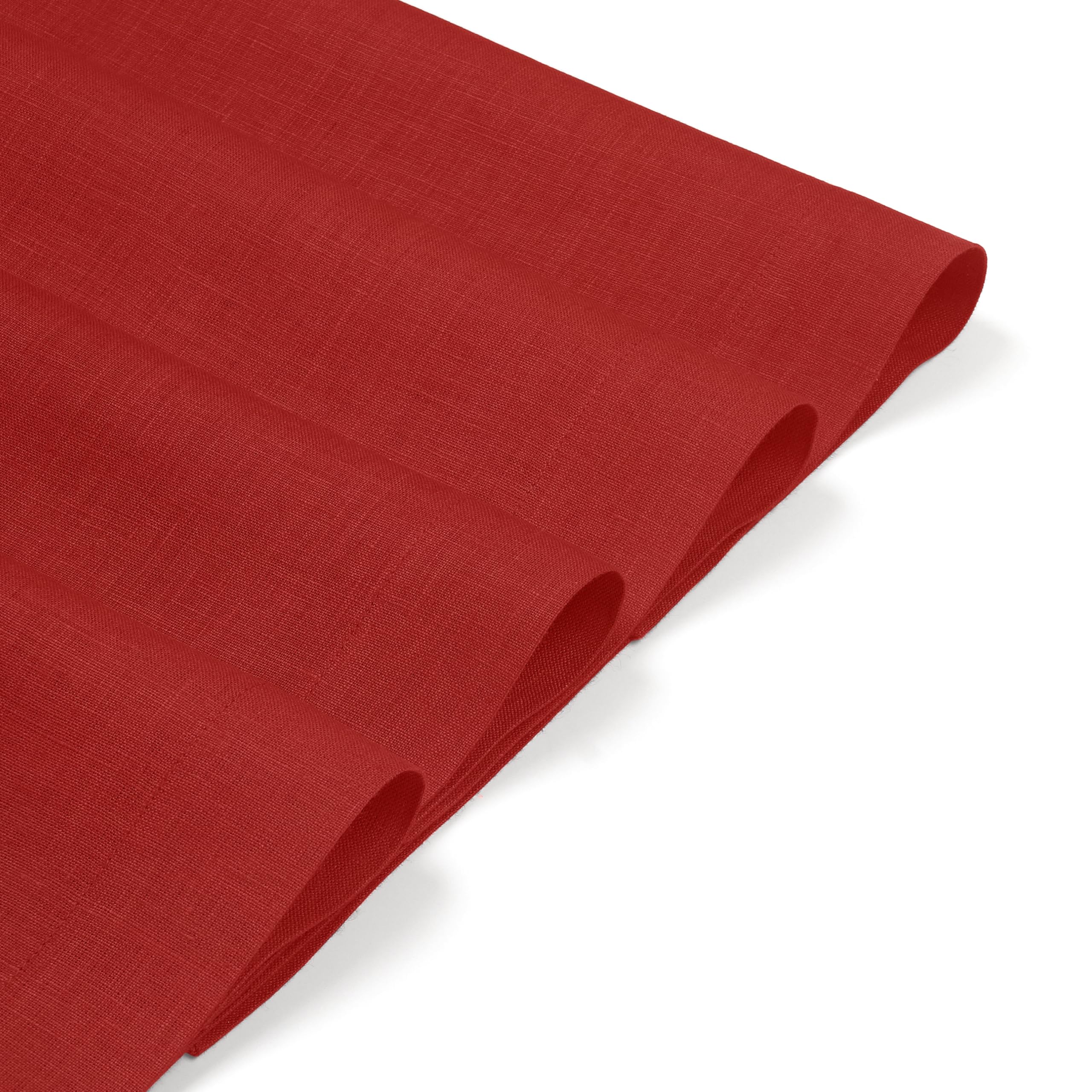 D'Moksha Homes Linen Placemats Set Of 4-100% Pure Linen Bright Red Placemats 14 X 19 Inch - Washable Bright Red Placemats For Ea