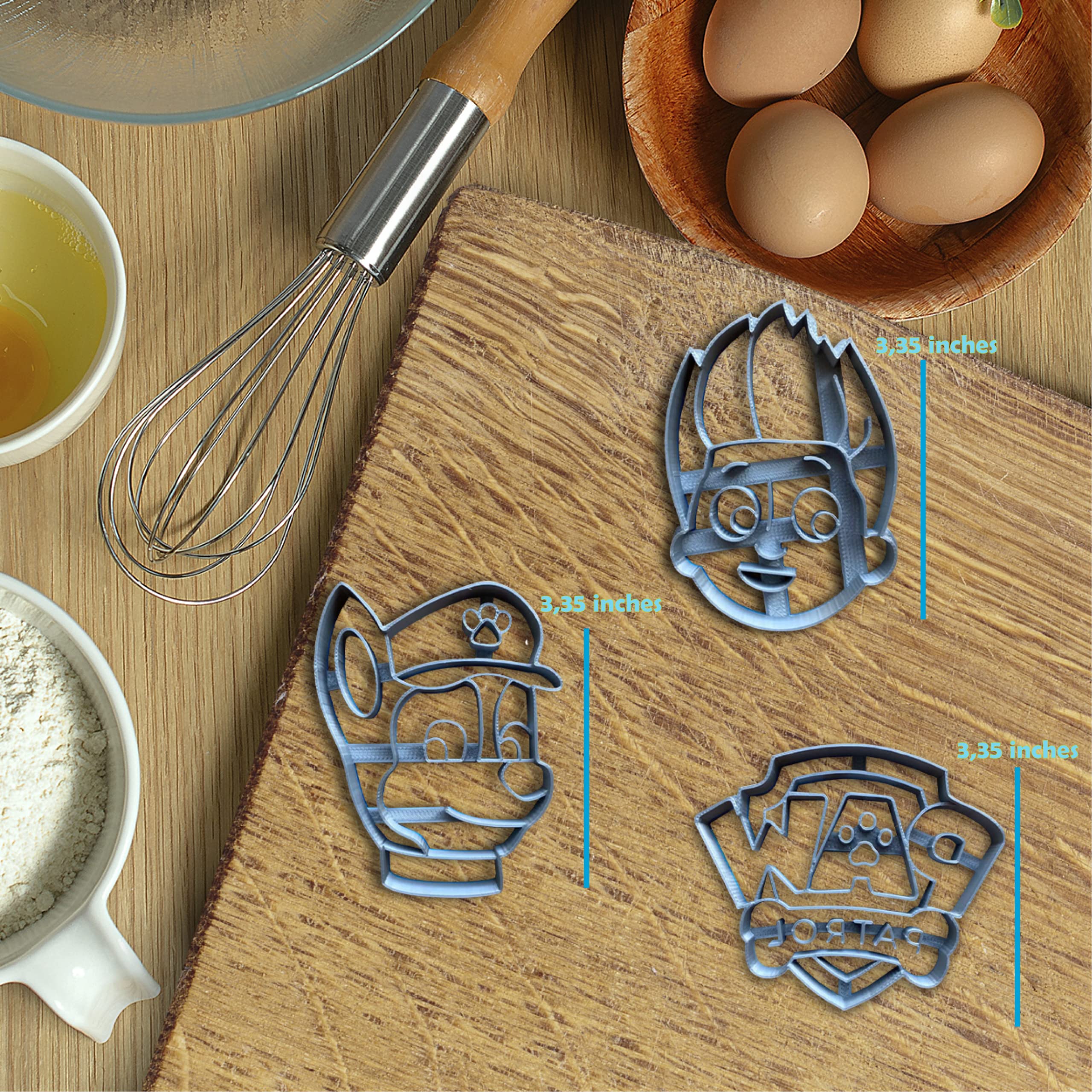 Paw Cookie Cutter, Cookies And Fondant Cutter Inspired By Patrol, Set Of 3 Cookie Cutters, Chase, Ryder, Badge
