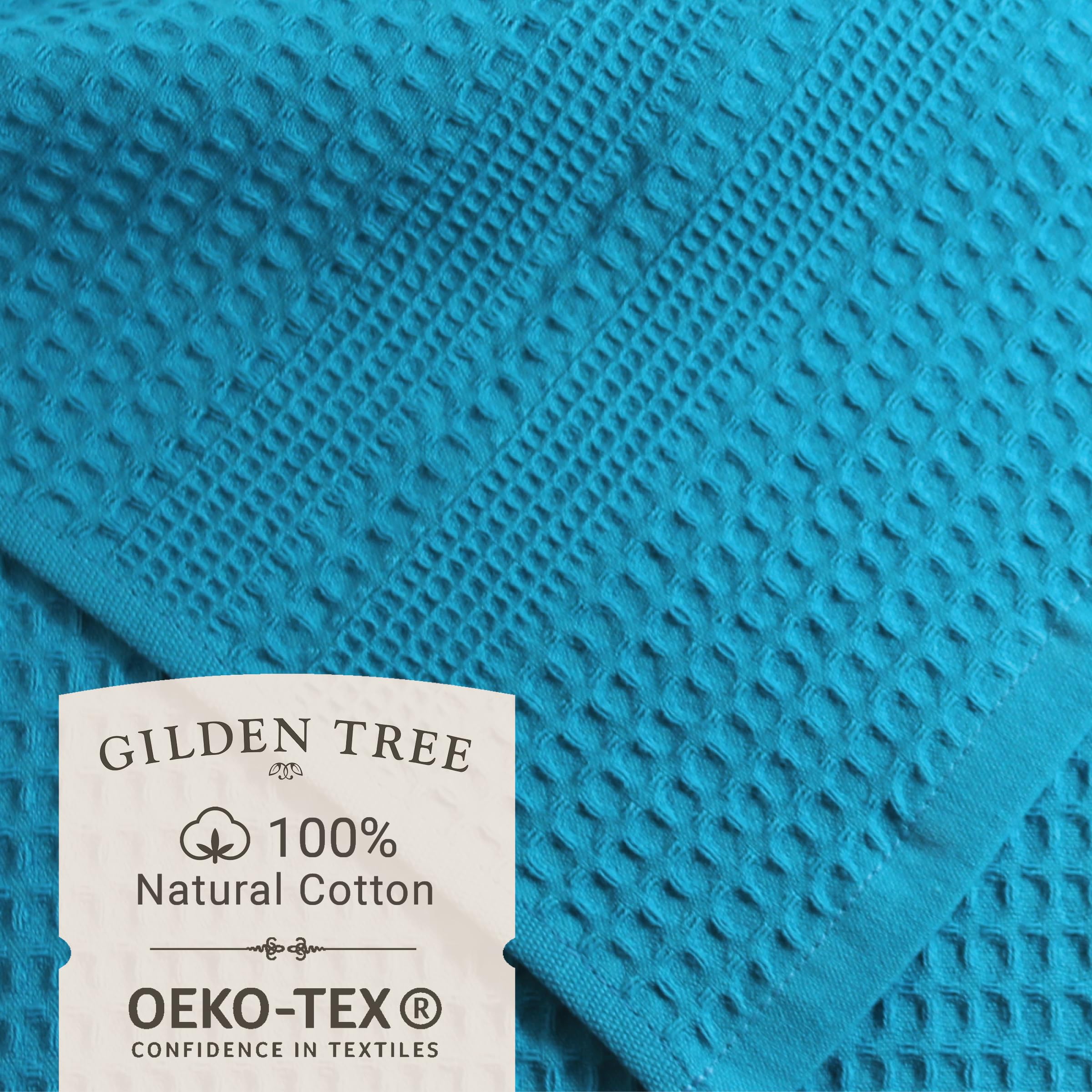 GILDEN TREE Waffle Towels Quick Dry Lint Free Thin  Bath Towel 2 Pack  Classic Style (Aqua)
