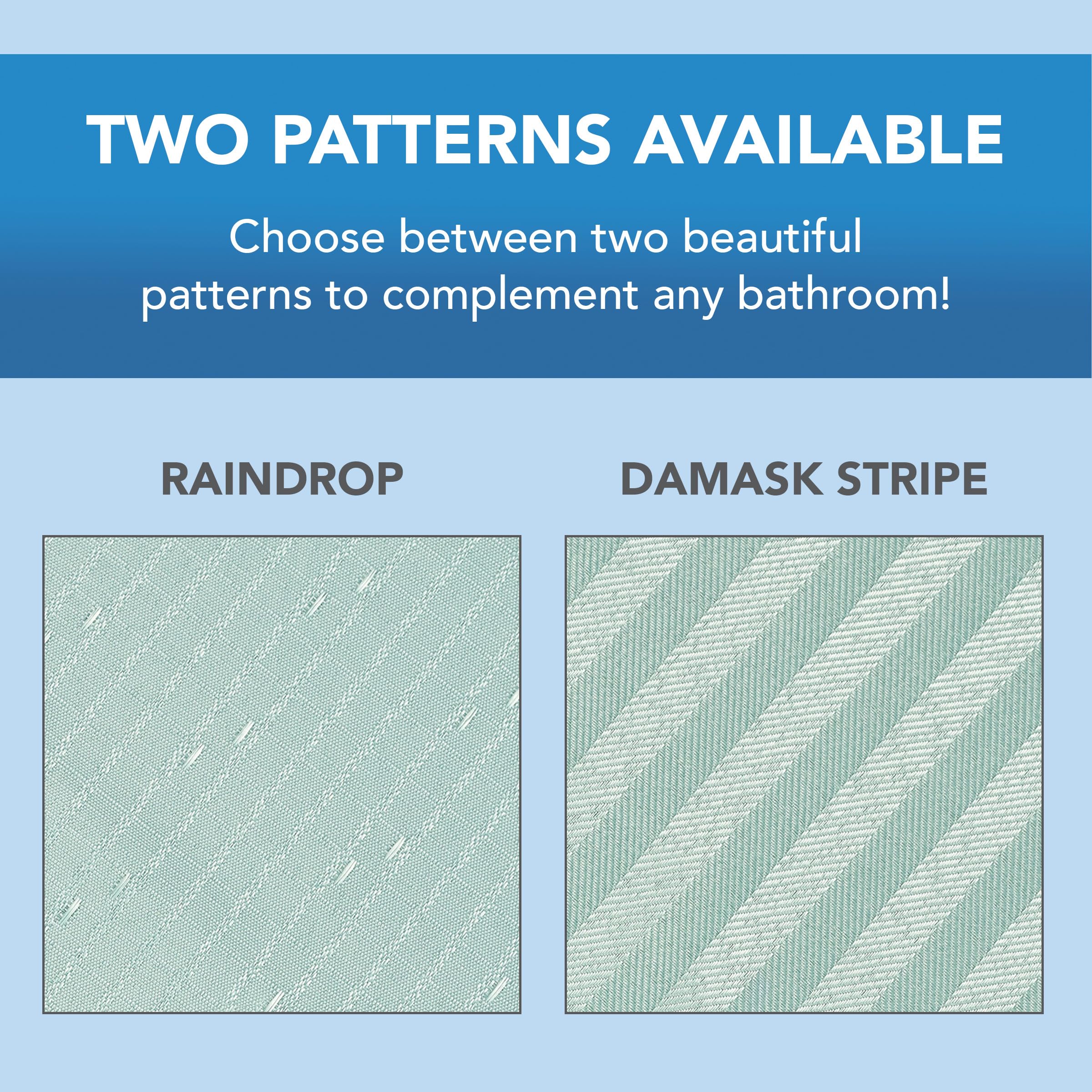 Arkwright Bulk Shower Curtain Set - Case Of 12 - Stainless 12 Metal Hooks, Raindrop Jacquard Woven Washable Fabric With Weighted