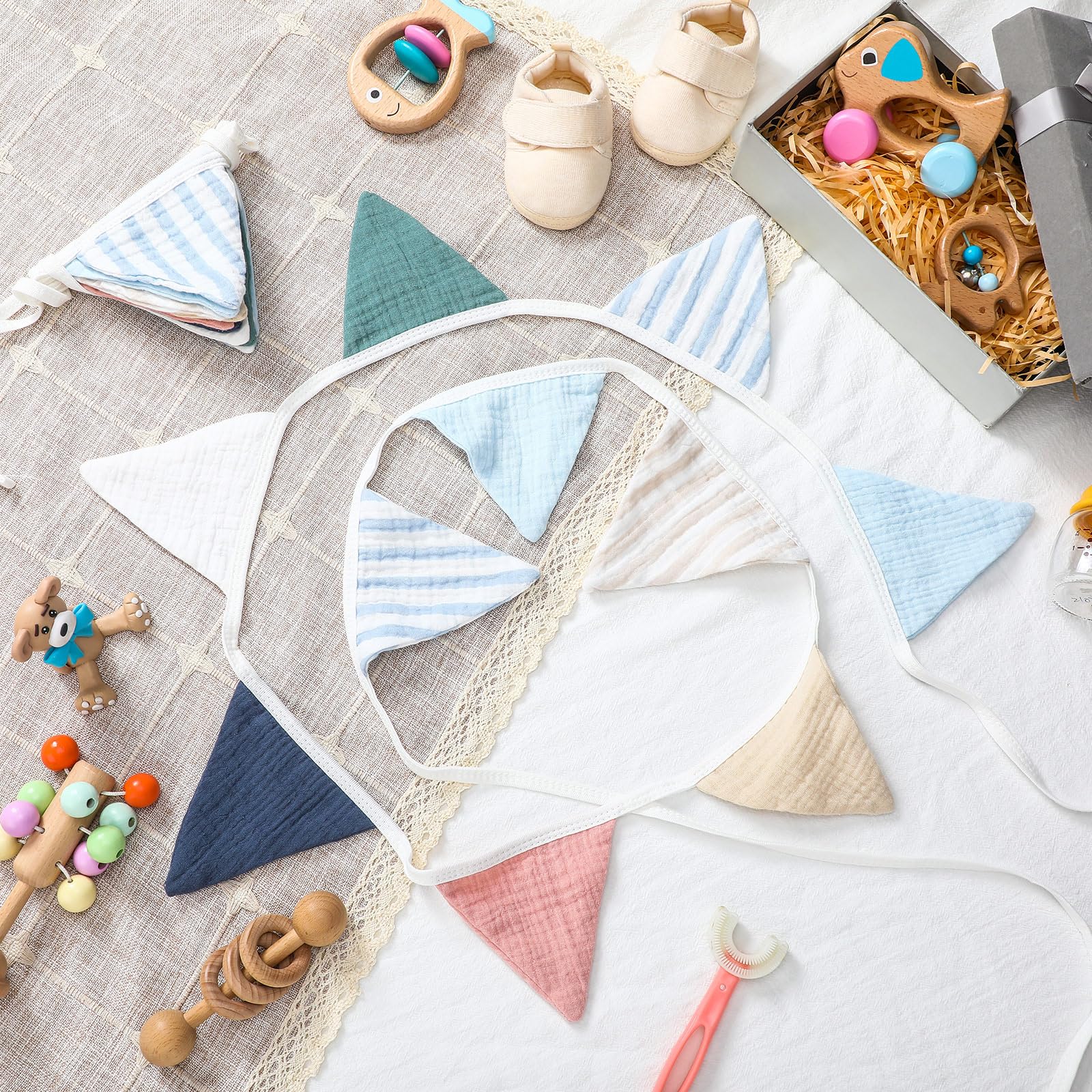 Oudain 15.5 Ft Pennant Banner Flags, 2 Pcs Nursery Garland Triangle Bunting Flag Baby Banner For Nursery Decor Baby Birthday Boh