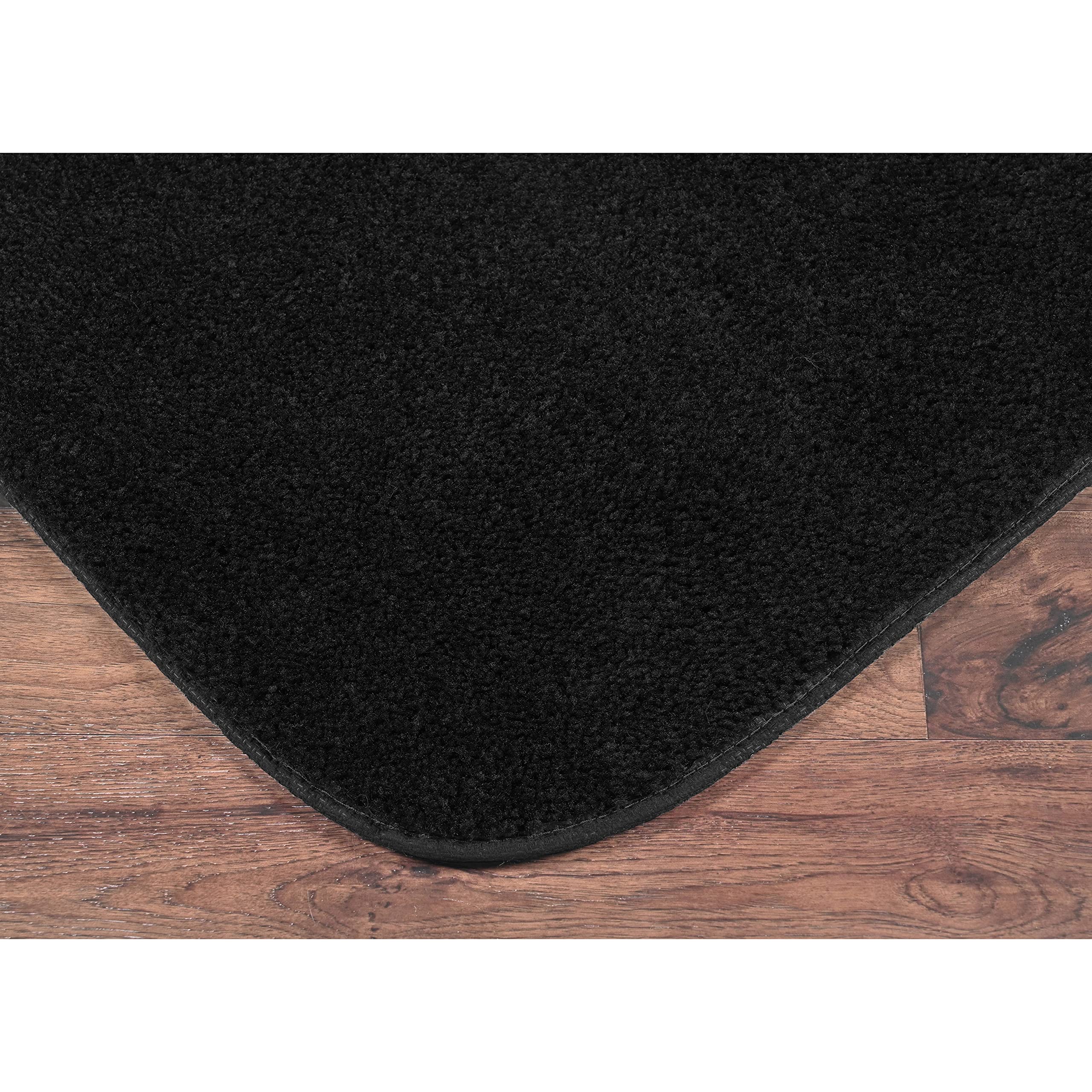Garland Rug Traditional Nylon Washable Black 3 Bath Rugs (17 X 24, 21 X 34, 21 X 34) - Soft, Absorbent, And Stylish