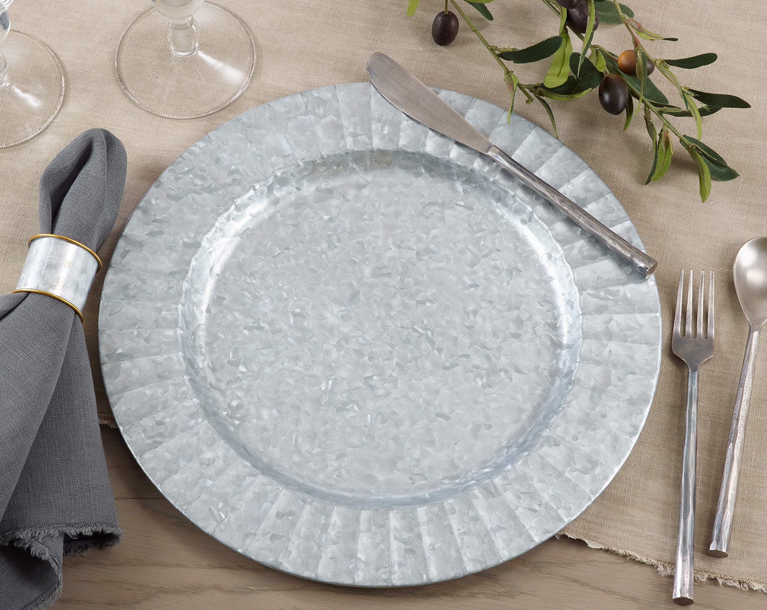 Metal Charger Plates With Ruffled Galvanized Design (Set Of 4)