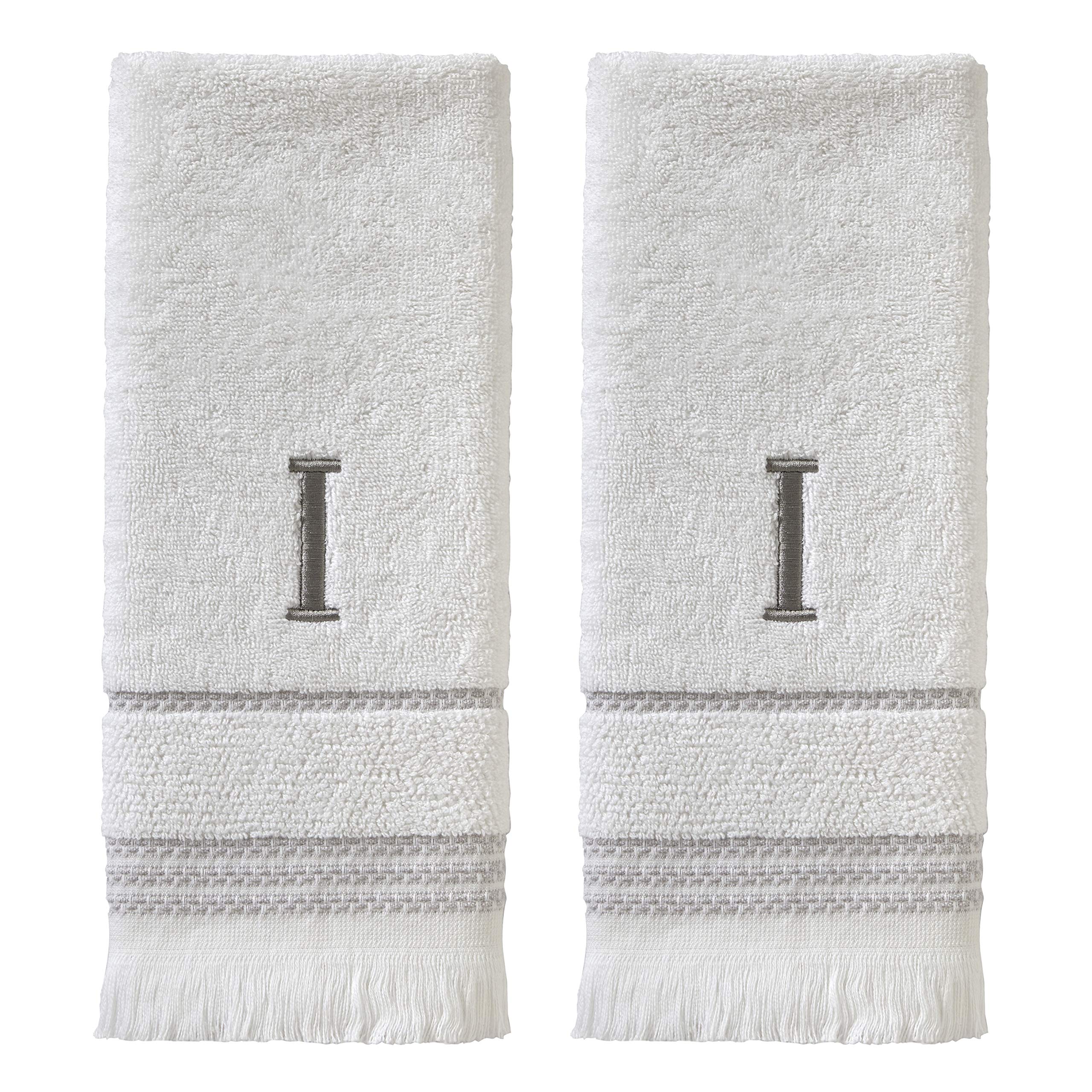 Skl Home Casual Monogram Hand Towel Set, I, 16X26, White 2 Count