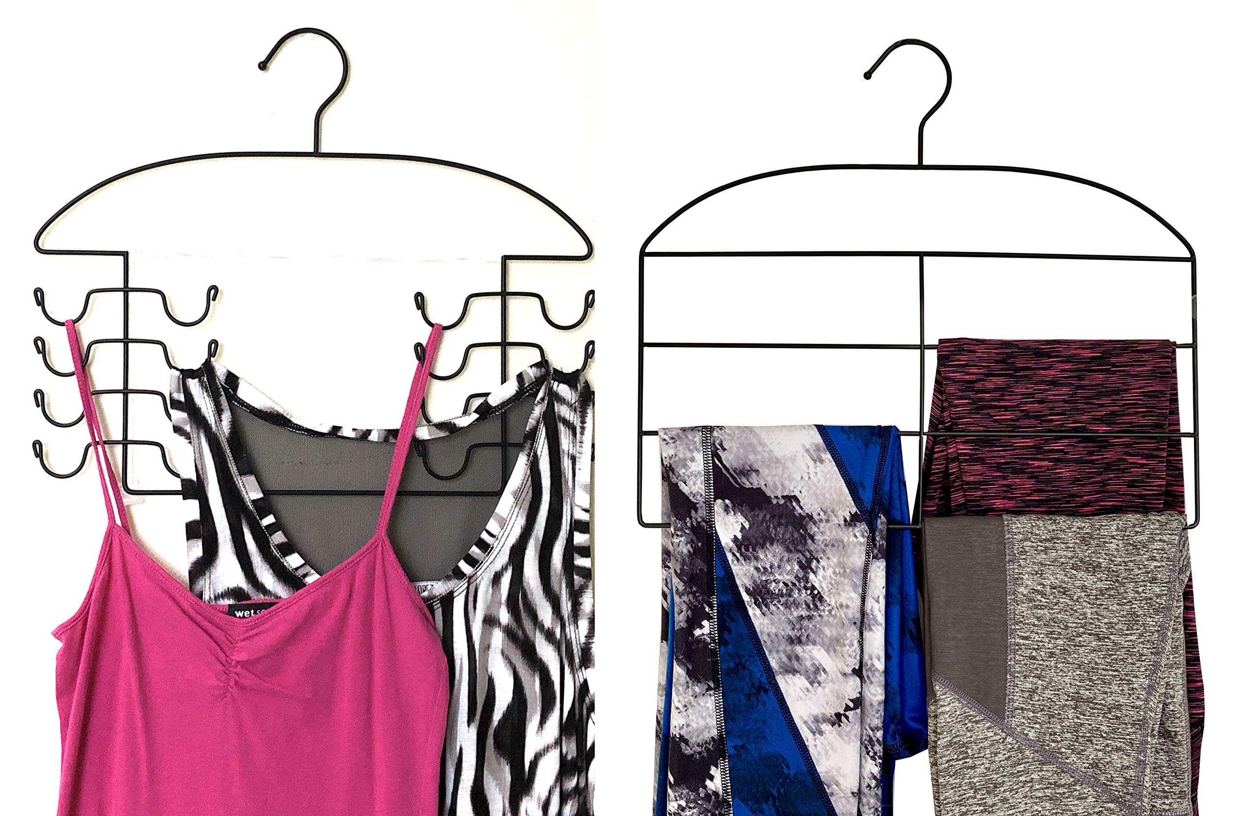 Dr. Organizer Leggings/Yoga/Stretch Pants & Tank Top/Cami Closet Organizer Hanger 2/Pc Set Combo, Tank Top & Pants, Black, 2 Pie