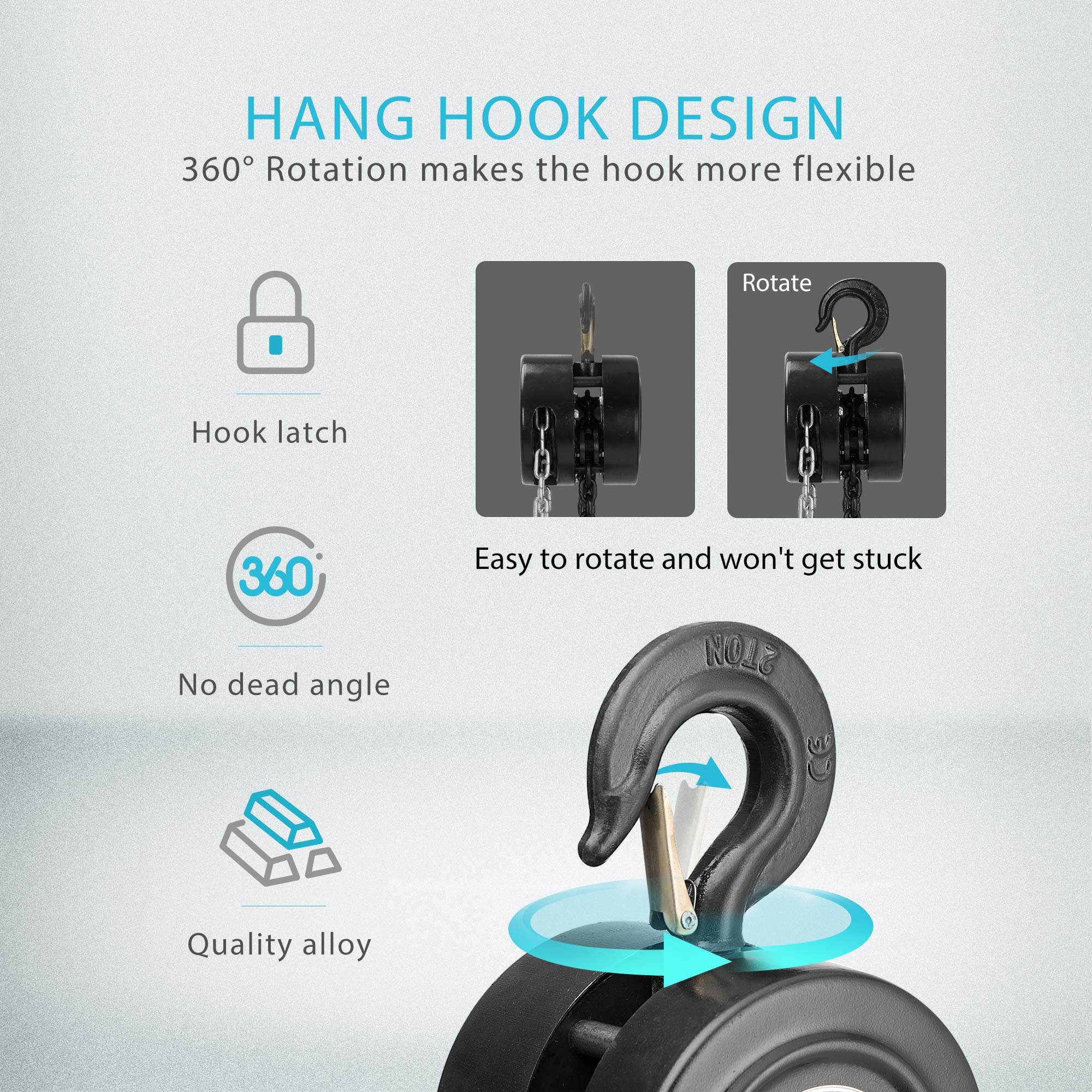 Specstar Hand Chain Hoist 2 Ton 4000 Lbs Capacity 10 Feet With 2 Heavy Duty Hooks, Manual Chain Fall For Warehouse Building Auto
