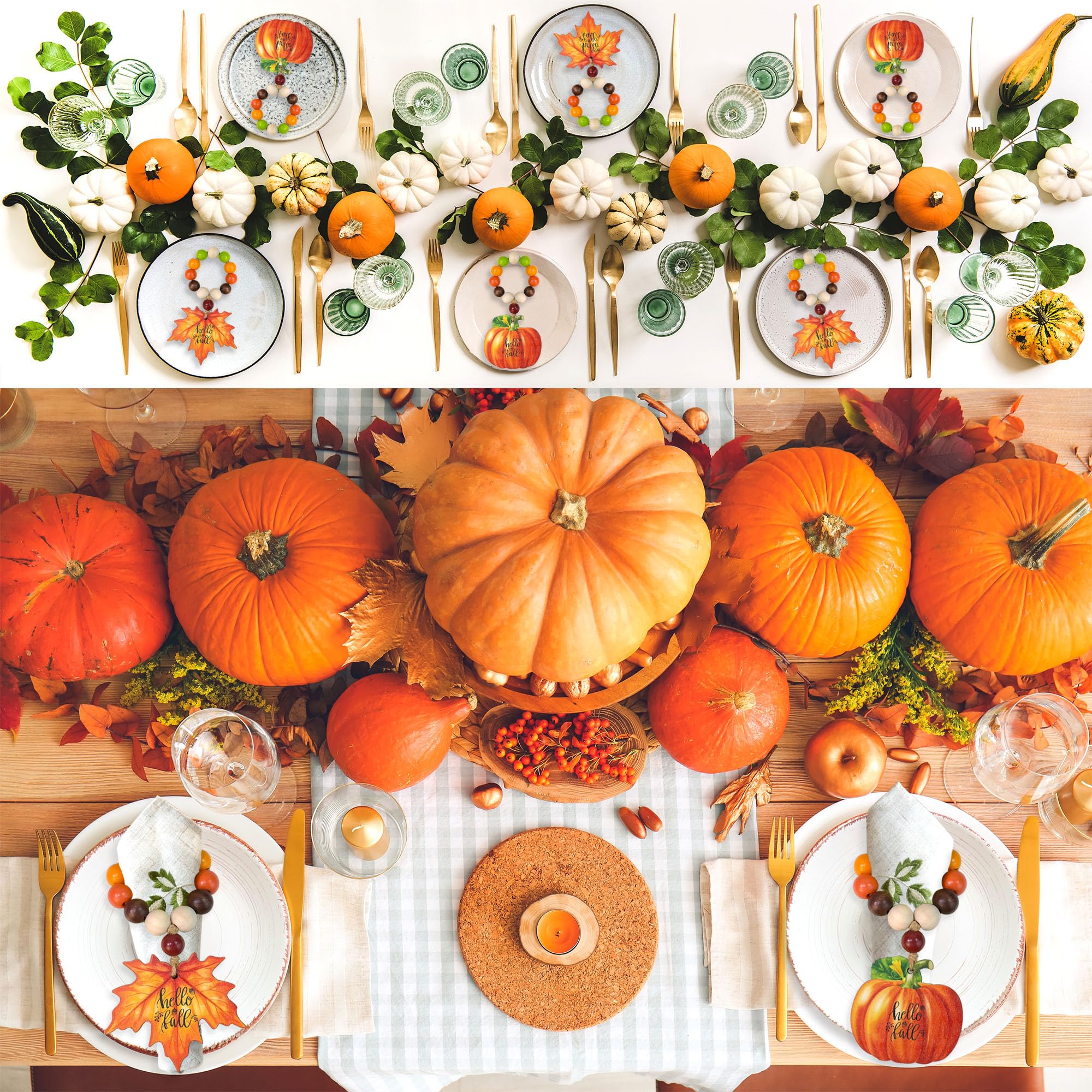 Fall Napkin Rings Set Of 6 Harvest Pumpkin Napkin Rings Maple Leaf Napkin Rings Holders Farmhouse Napkin Rings For Fall Themed H