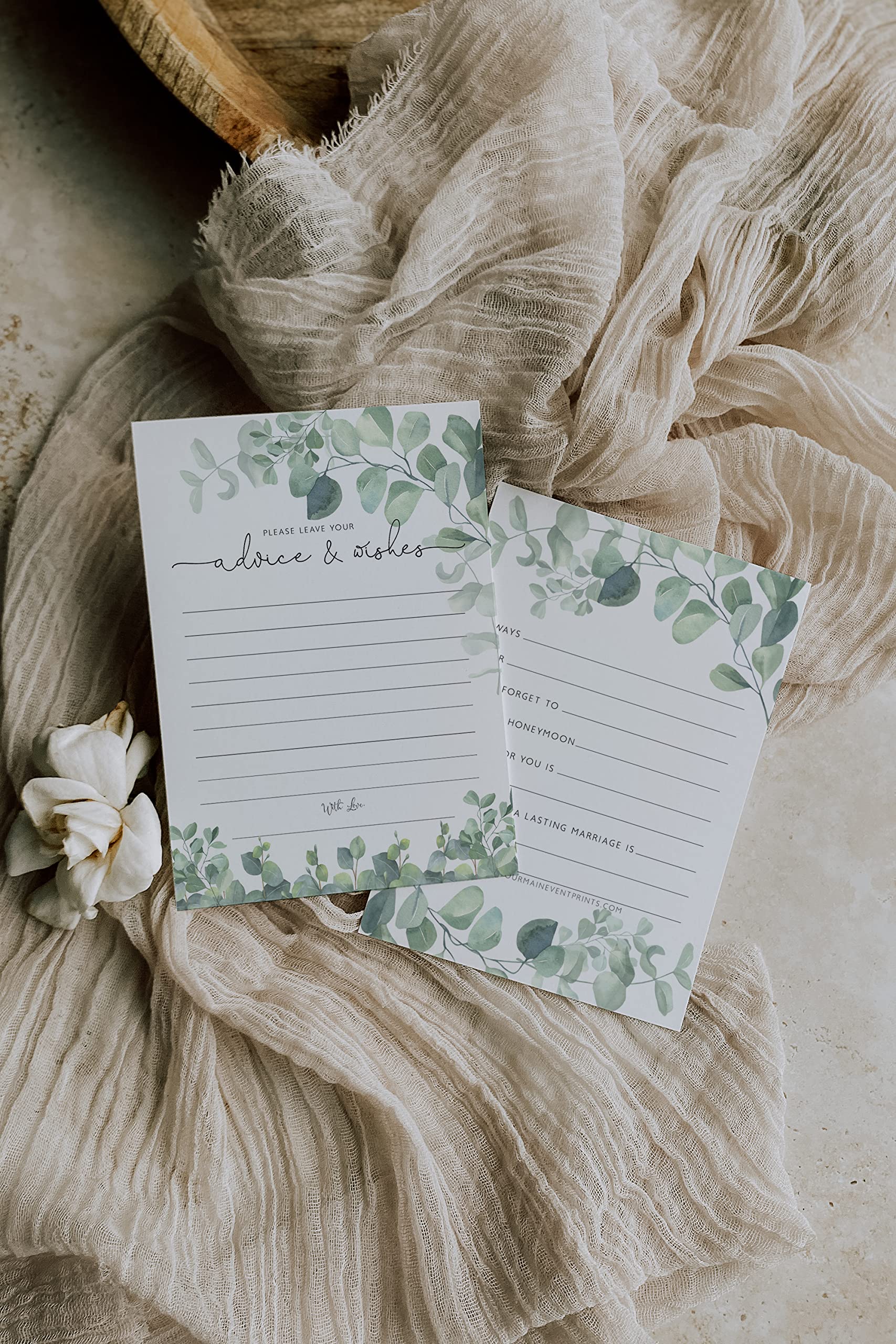 Your Main Event Prints Eucalyptus Advice And Wishes Cards For Bridal Showers, Weddings, And The Bride And Groom - Pack Of 50 5 '