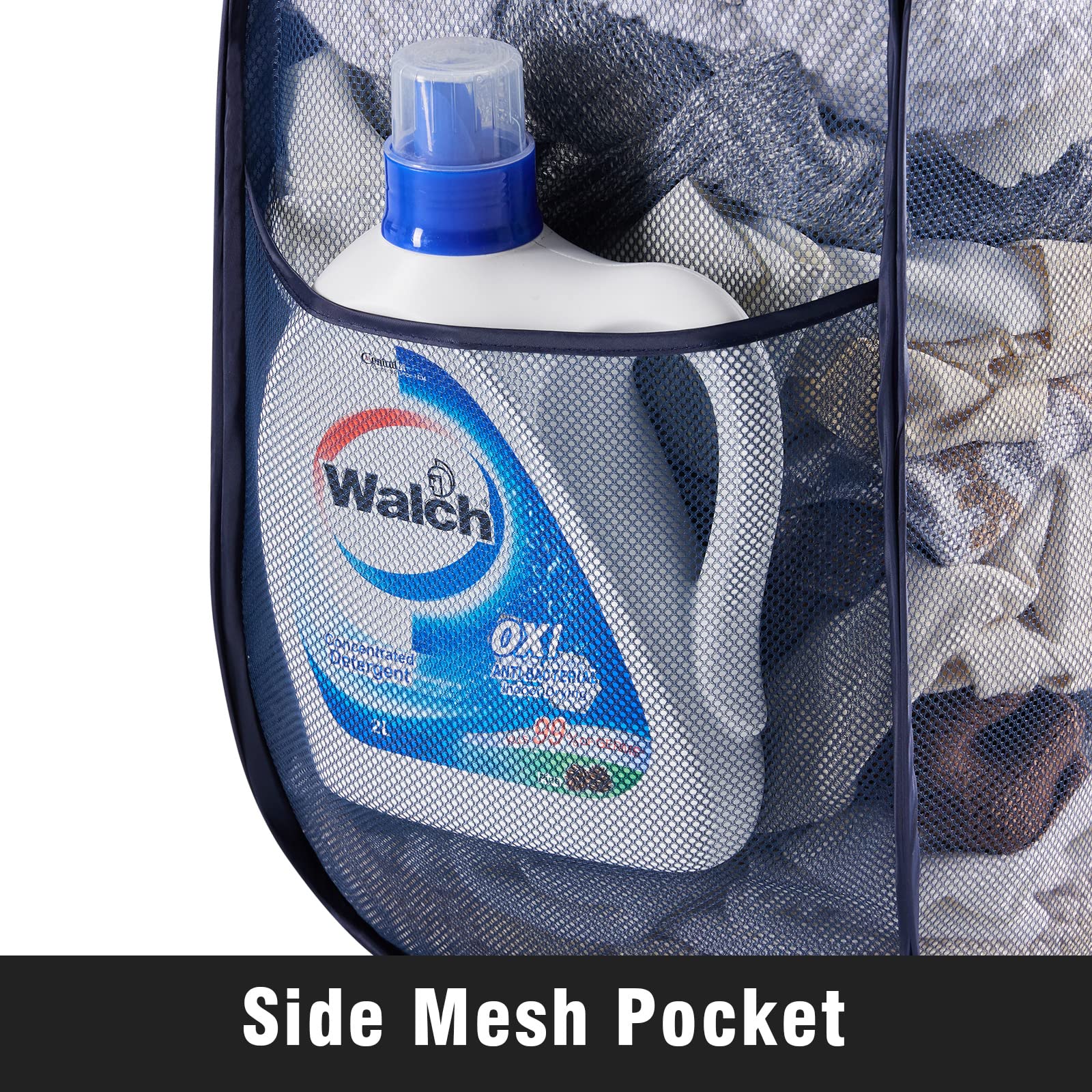 Mesh Pop Up Laundry Hamper with Durable Handles - Portable Collapsible Clothes Baskets for Dorm  Bathroom & Travel