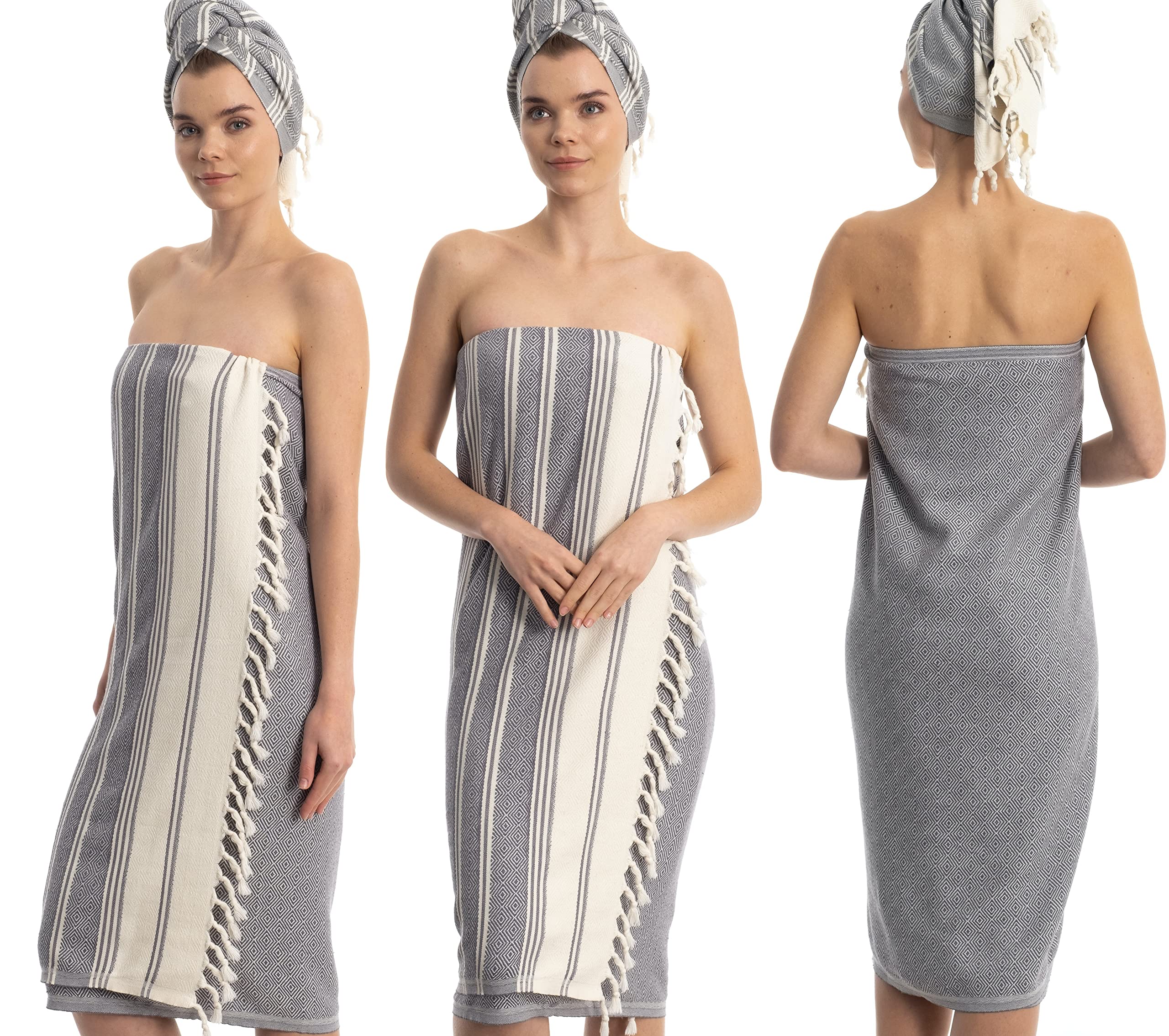 Demmex Certified Organic Turkish Cotton Beach And Bath Towel, Peshtemal Towel Blanket, Prewashed, Diamond Weave, 71X36 Inches (D