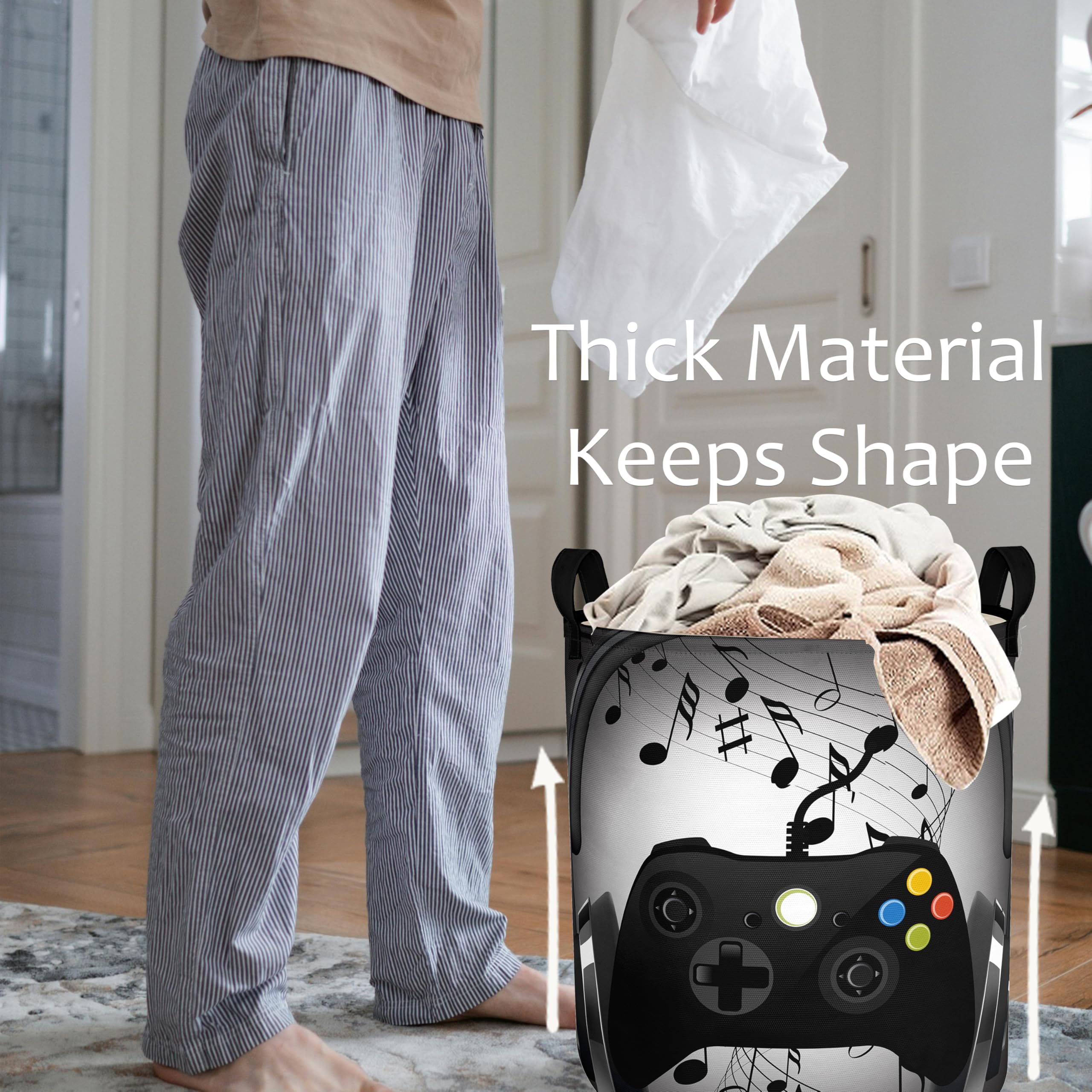 Kids Laundry Basket Gaming Laundry Hamper Boys With Handles Waterproof Oxford Clothes Storage Bucket Baby Toy Organizer 43L For