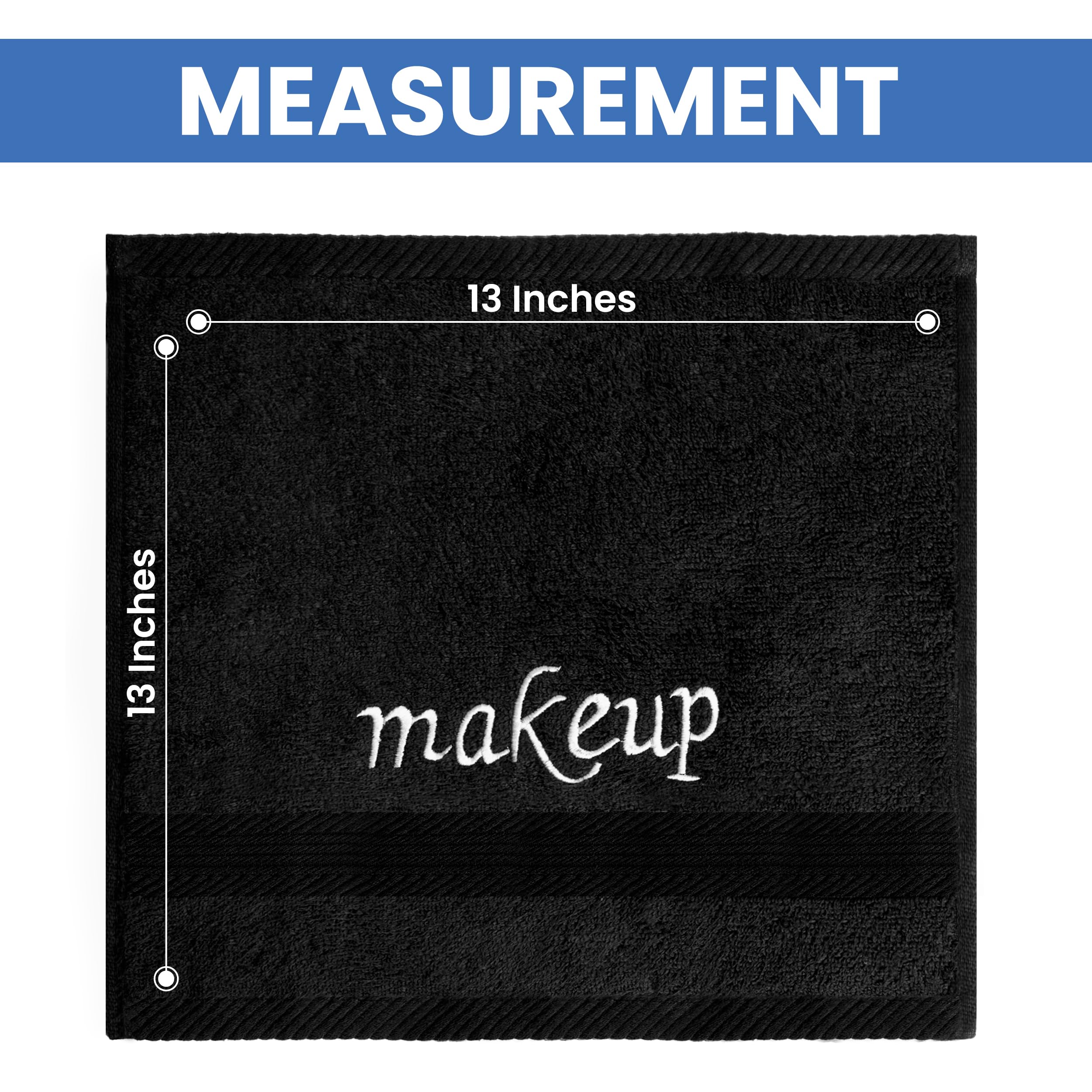 Linteum Textile Bleach Proof Makeup Remover Wash Cloth [Pack of 12/Black] Reusable Bleach Safe Face Towel, 13x13 inches, Extra S