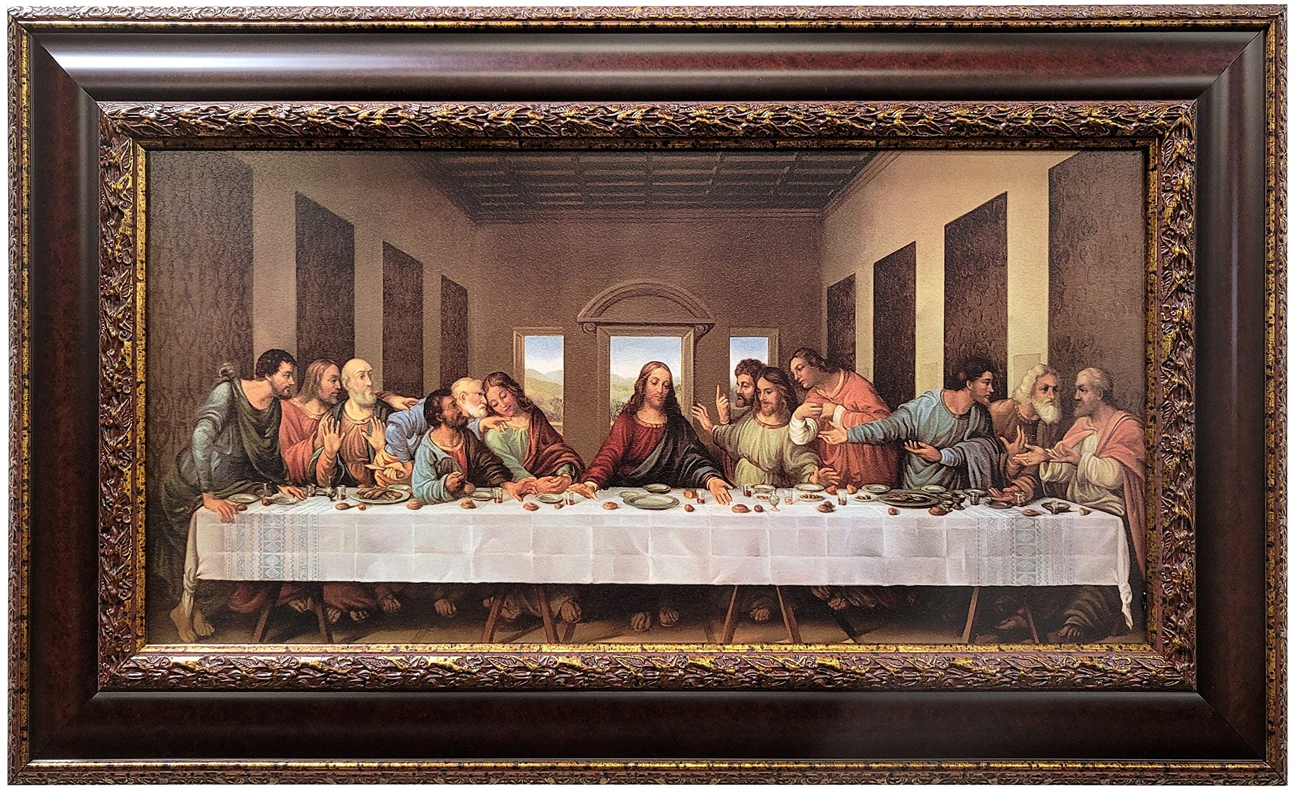 Mom'S Art Studio - Last Supper Wall Decor 37.5 X 23 Inches, Leonardo Da Vinci Reproductions, Museum Look Art Framed, Artists Acr