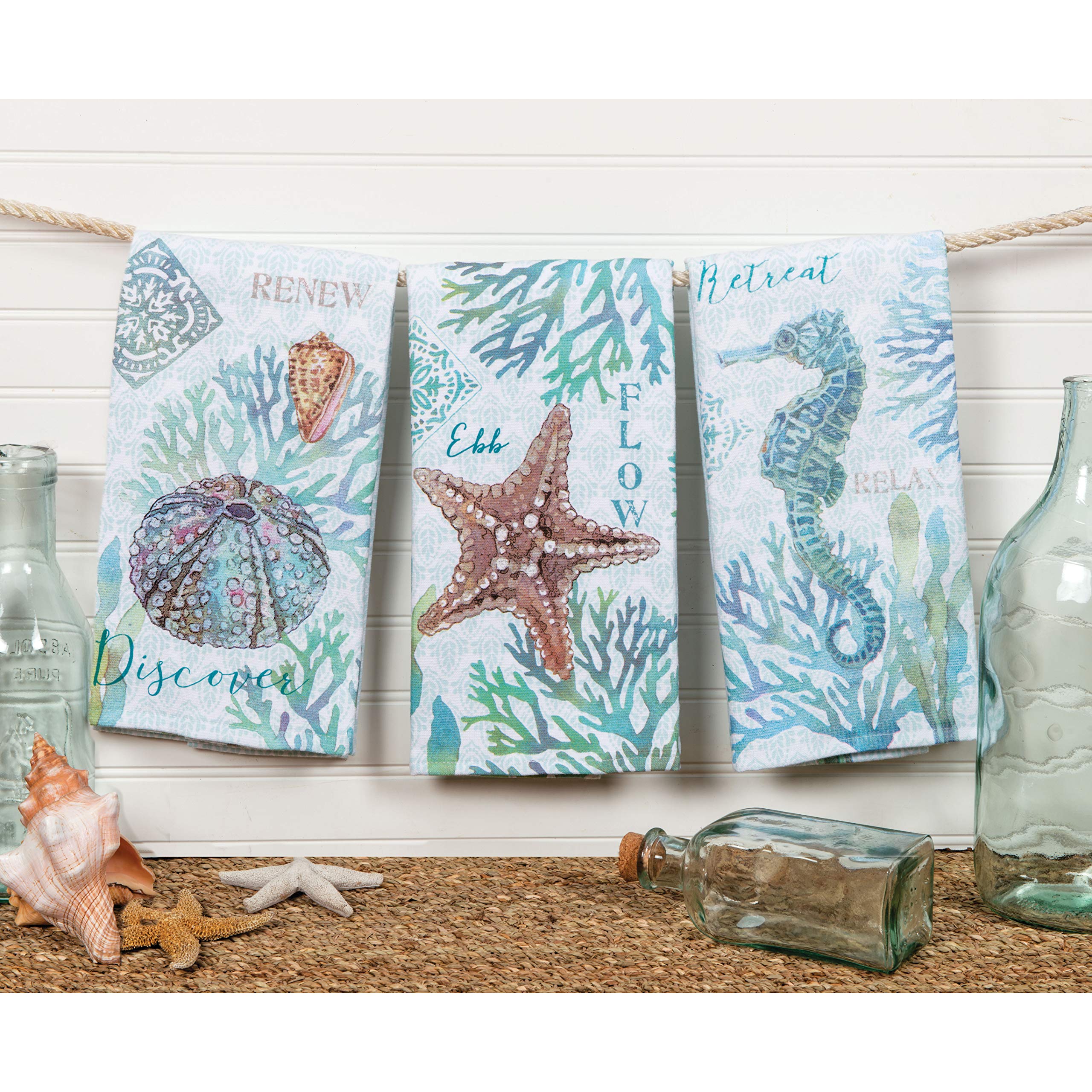 Kay Dee Designs Set Of 3 Beachcomber Dual Purpose Terry Kitchen Towels