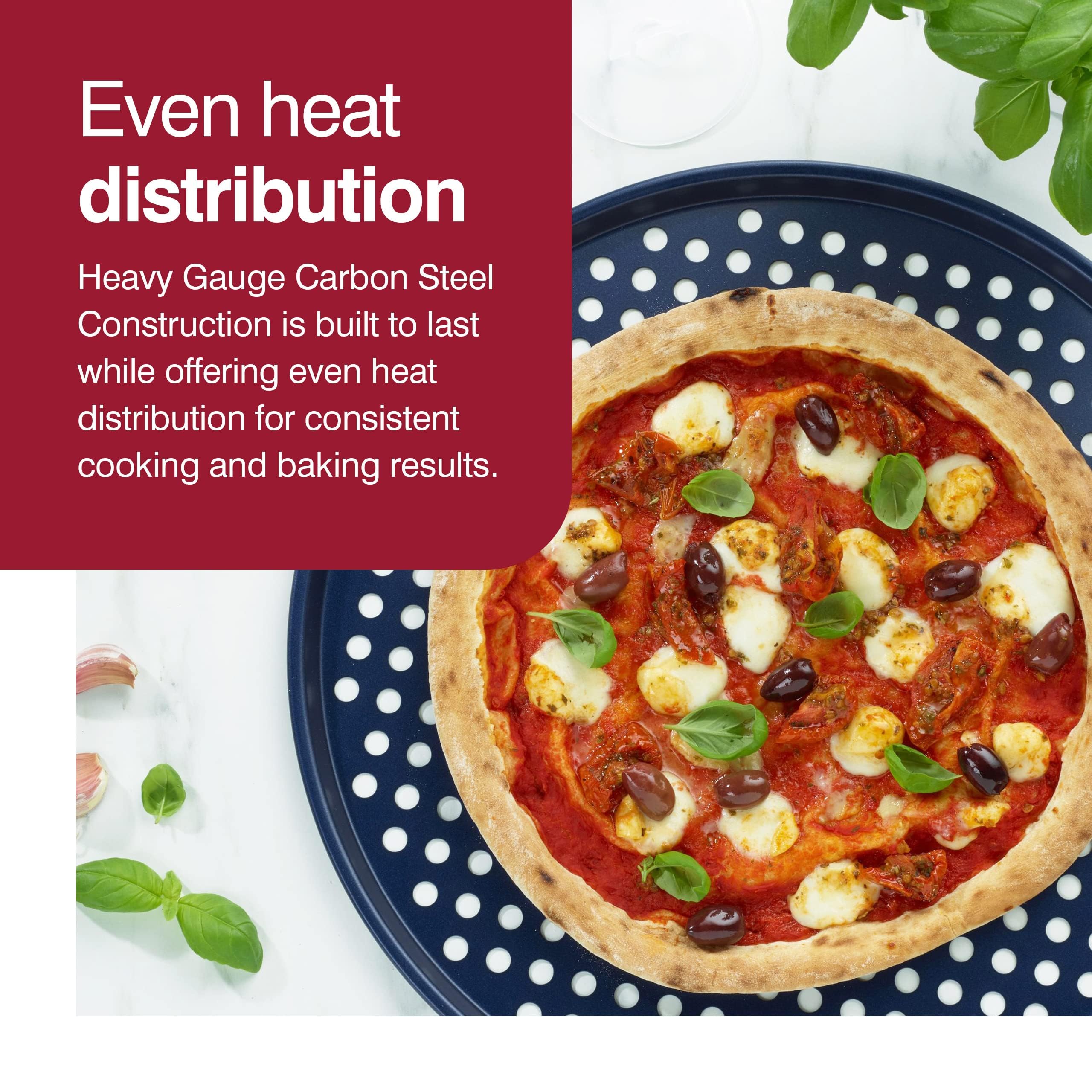 Zyliss Durable Non-Stick Pizza Tray | Carbon Steel | Dark Blue | Pizza Tray/Bakeware | Dishwasher Safe | 5 Year Guarantee