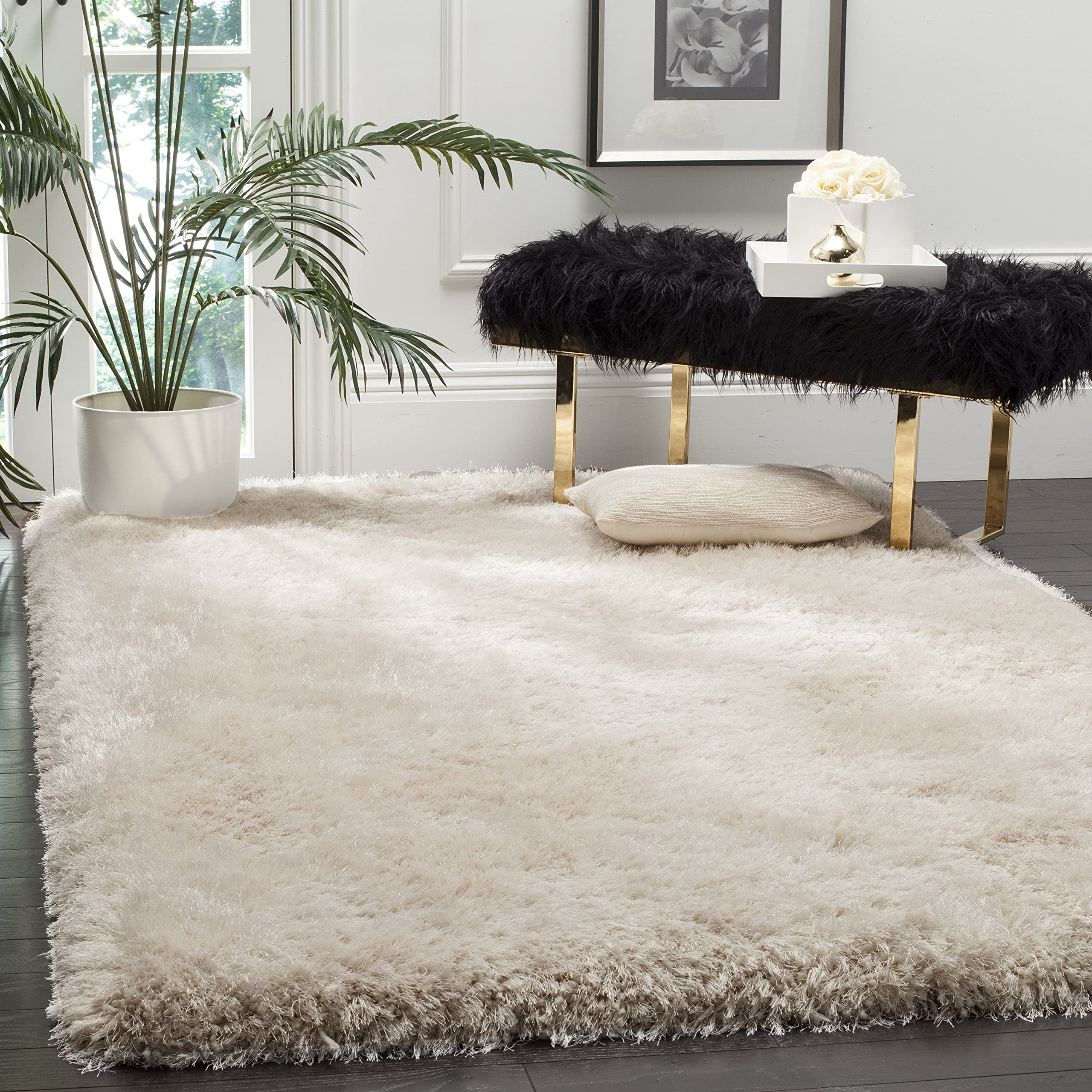 Imra Carpet Soft Modern Shag Area Rugs Fluffy Living Room Carpet Comfy Bedroom Home Decorate Floor Kids Playing Mat 3 Feet By 5 