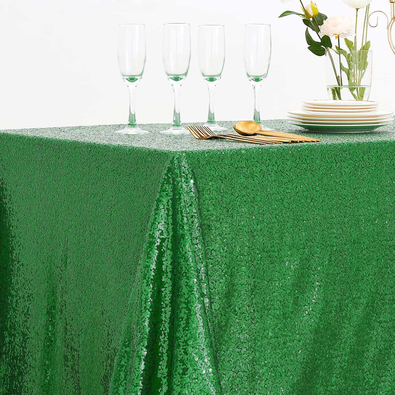 B-Cool Glam Sequin Tablecloth Christmas Table Cloth Sequin Table Overlays 13Ft Carnival Table Fabric Decorative For Picnic Banqu