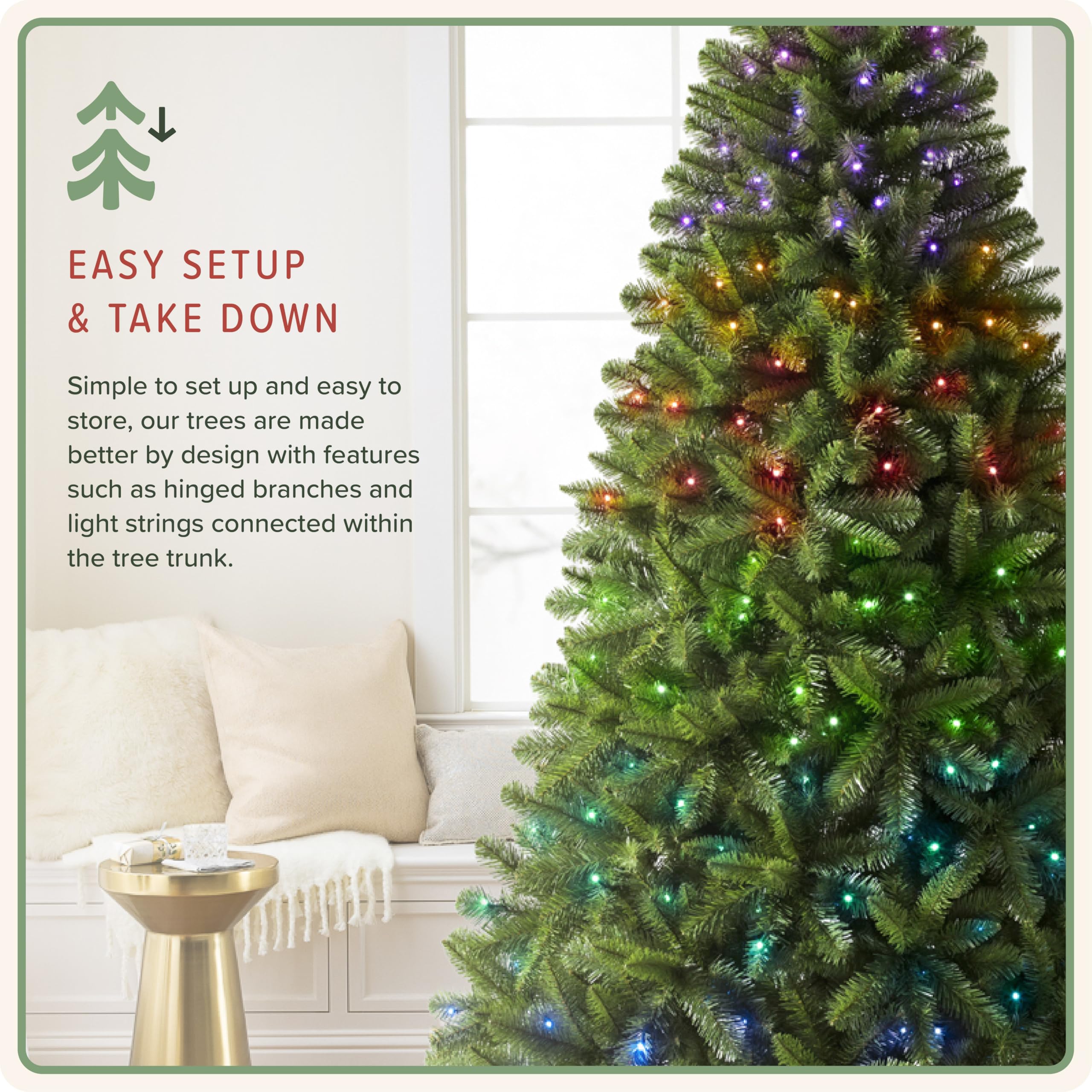 Treetopia Virginia Fir - Artificial Indoor Christmas Tree, Hinge Branches, Holiday Decor, Twinkly, 6ft