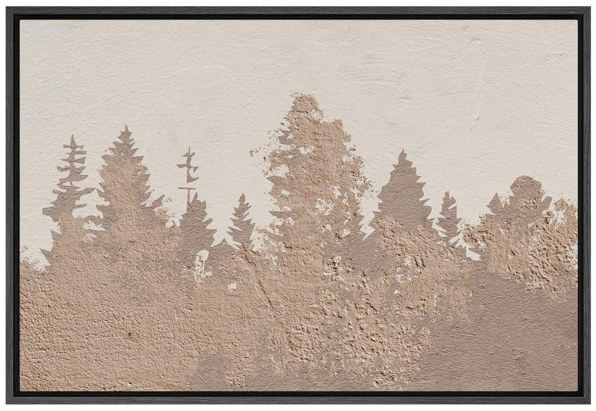 Signwin Framed Canvas Print Wall Art Brown And Tan Duotone Pine Tree Forest Abstract Mid Century Art Minimalist Geometric Shape