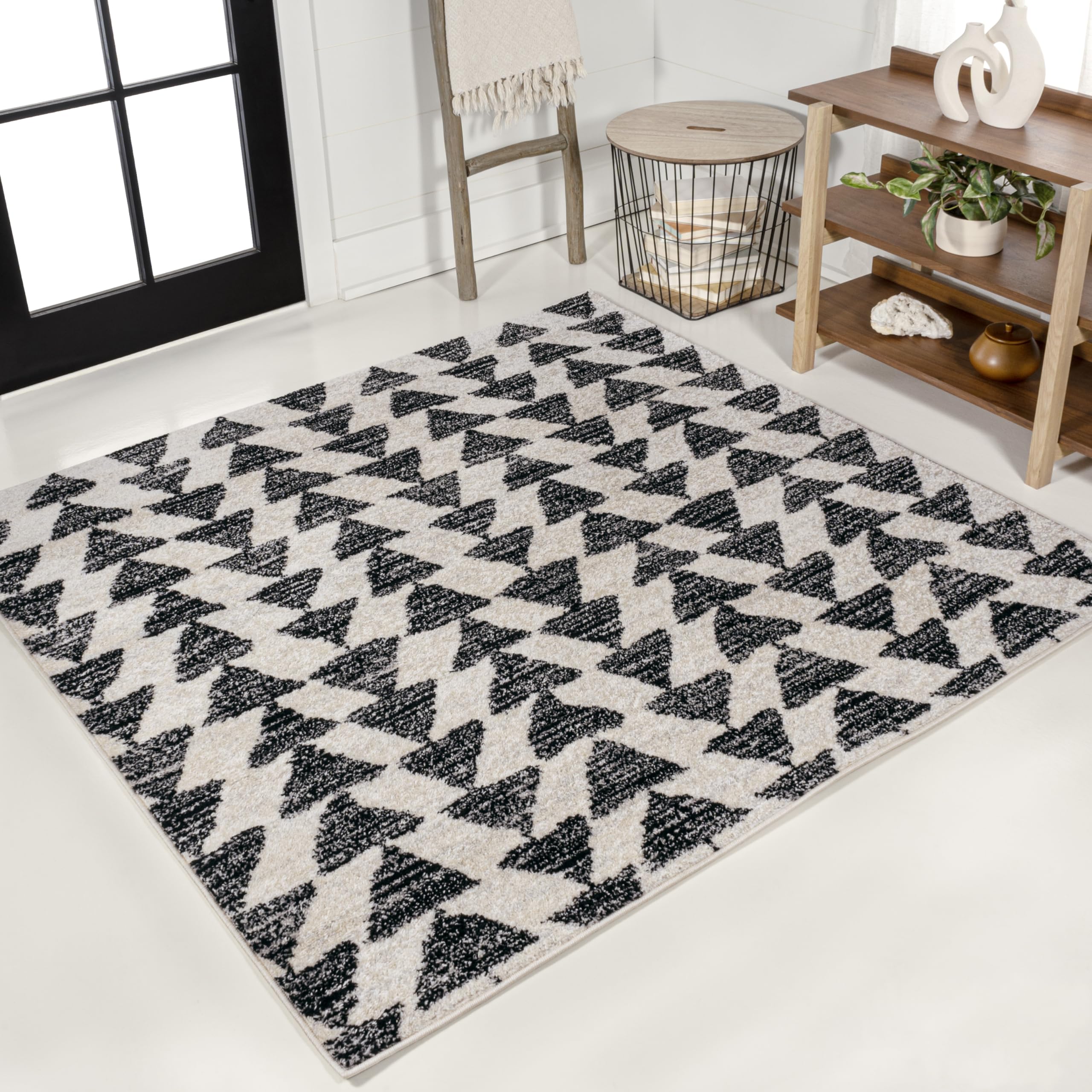 JONATHAN Y MOH206A-9SQ Aisha Moroccan Triangle Geometric Area Rug, Contemporary, Modern, Scandinavian, Minimalistic for Living R