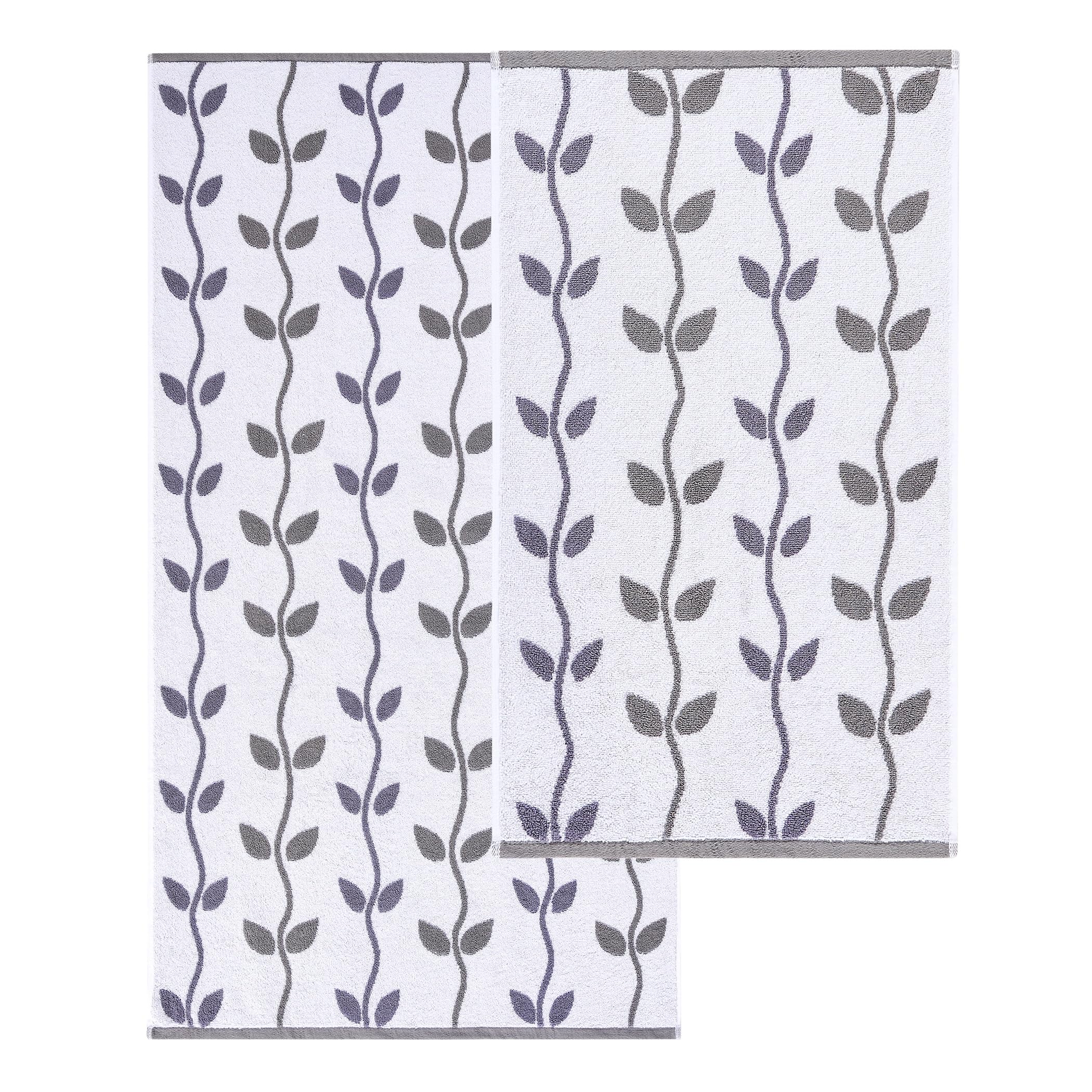 Modern Threads Amrapur Overseas 6-Piece Yarn Dyed Organic Vines Jacquard/Solid Ultra Soft 500GSM 100% Combed Cotton Towel Set [Grey Lavender]