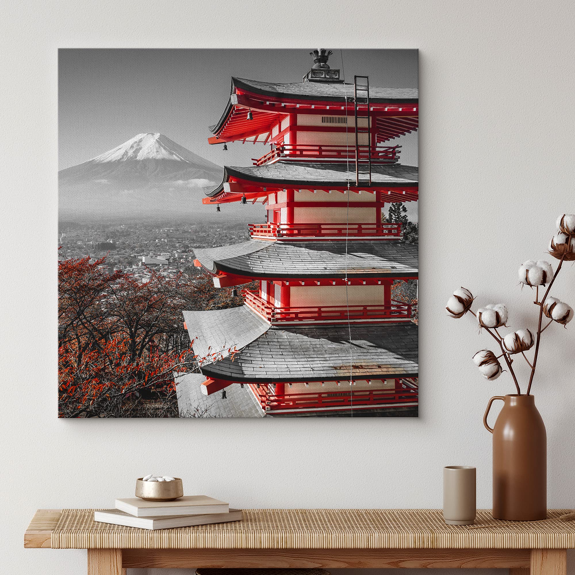 Wall26 Canvas Print Wall Art Pop Of Color Japanese Shrine & Mt. Fuji Architecture & Maps Cities Photography Realism Chic Scenic