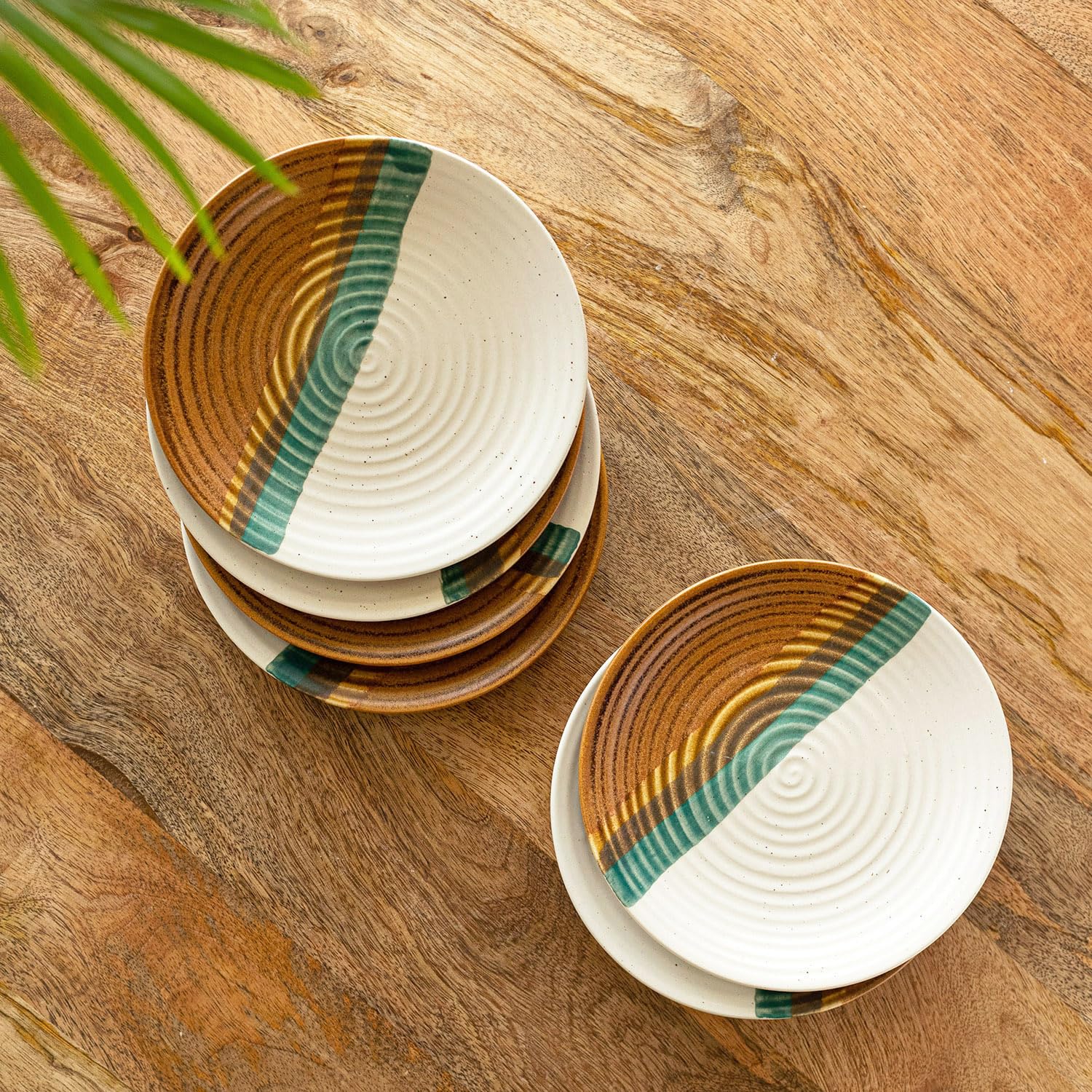 Exclusivelane Zen Garden Ceramic Quarter Plates Set Of 6 (6 Pieces, 7 Inch, Dishwasher & Microwave Safe Plates) | Quarter Plat