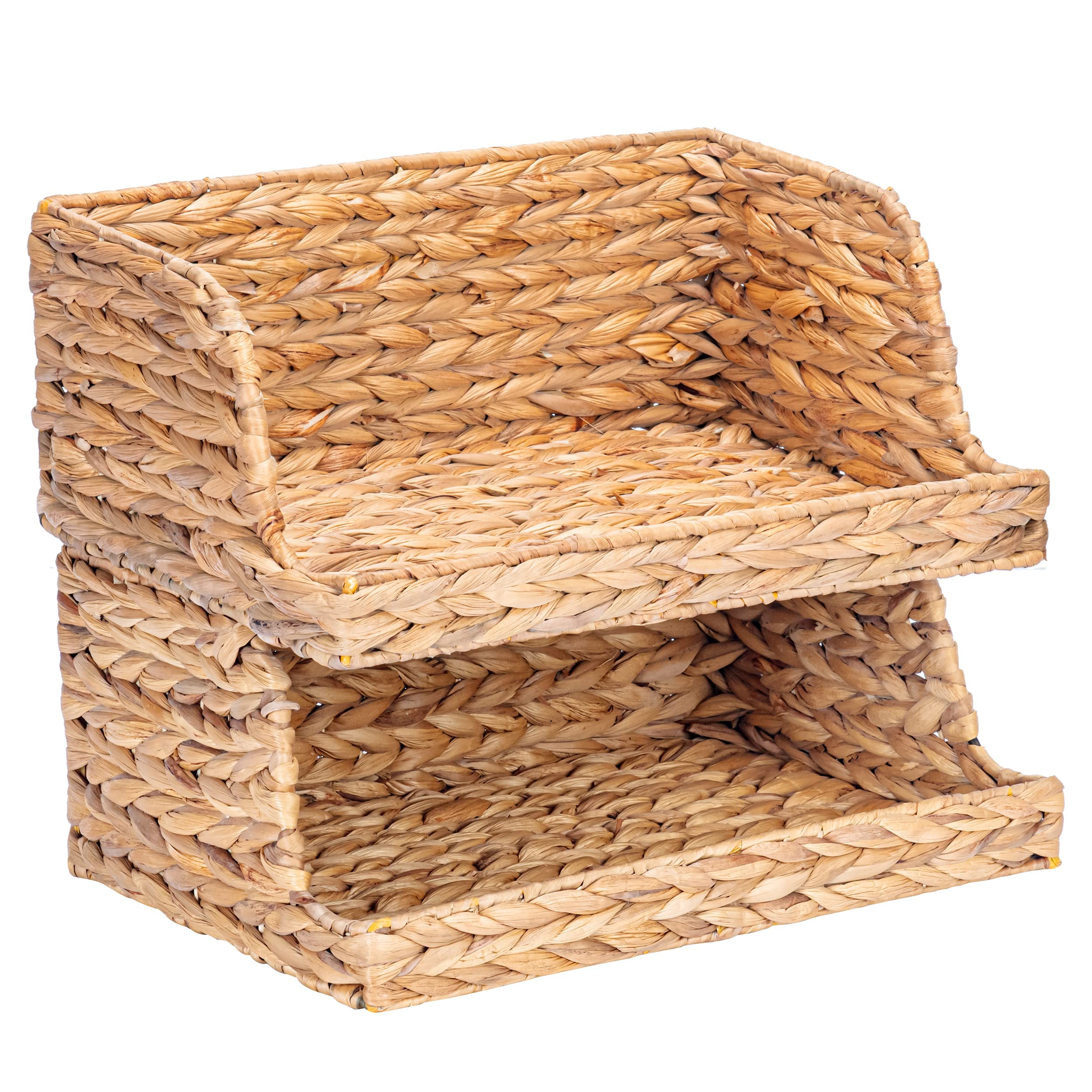 Vatima Water Hyacinth Storage Baskets With Large Open-Front For Kitchen, Decorative For Living Room, 13.4    X 9.5    X 5.5   ,