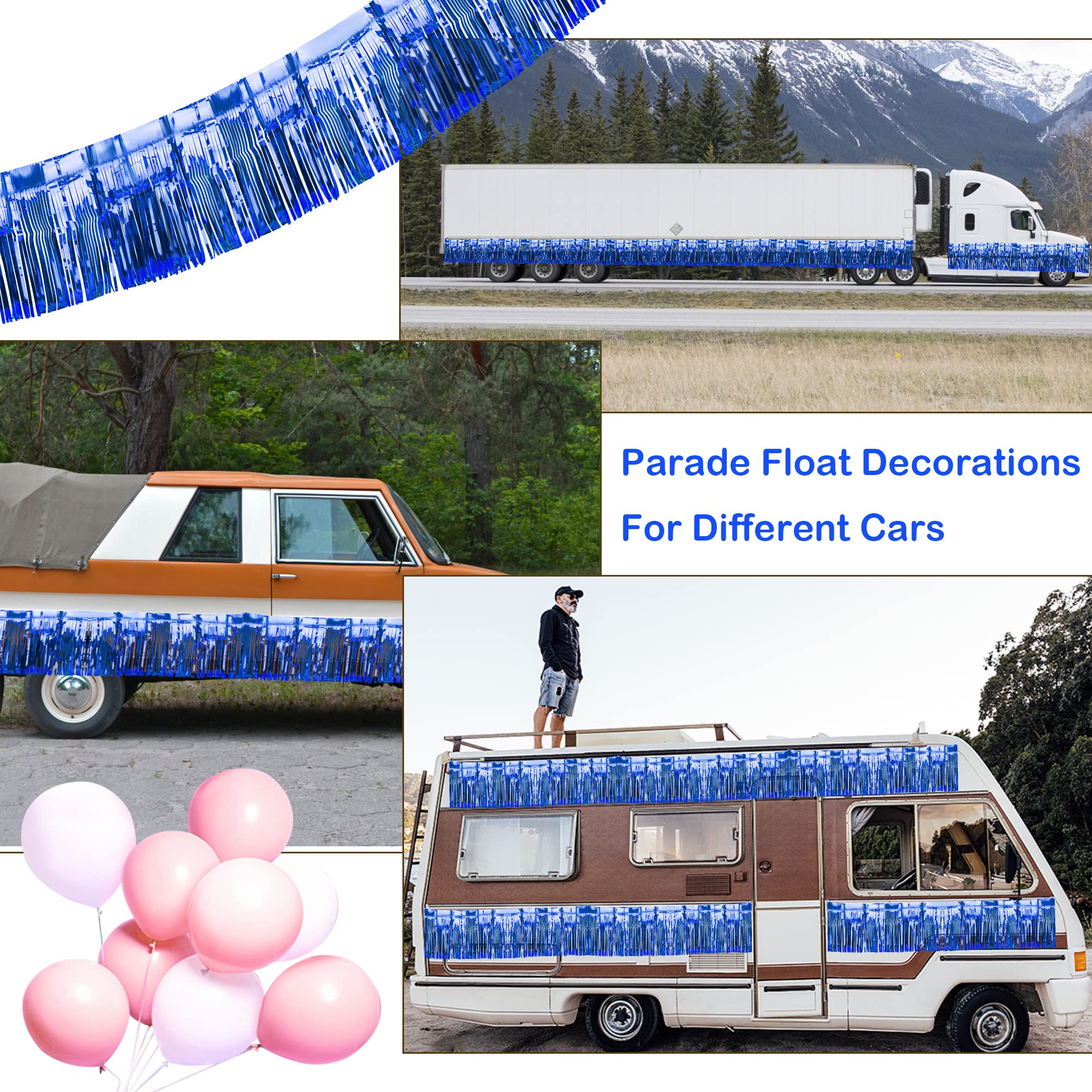 4 Pack Iridescent Float Fringe Curtains, Metallic Foil Fringe Garland Shiny Tassel Foil Float Parade Float Decorations For Trail