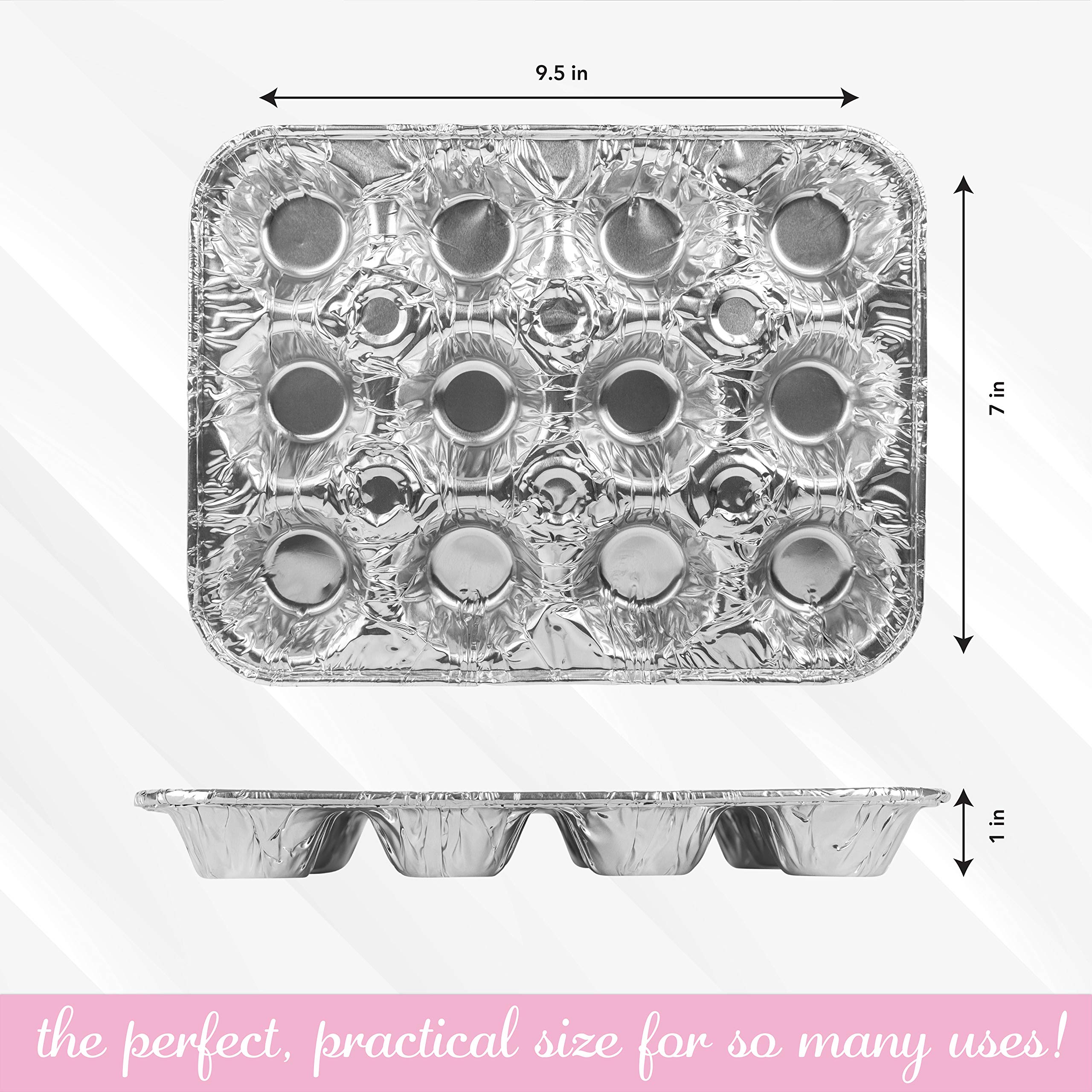 Plasticpro Aluminum Foil Muffin Pans Reusable And Disposable, Holds 12 Mini Cupcakes / Muffin Foil Pan Pack Of 20