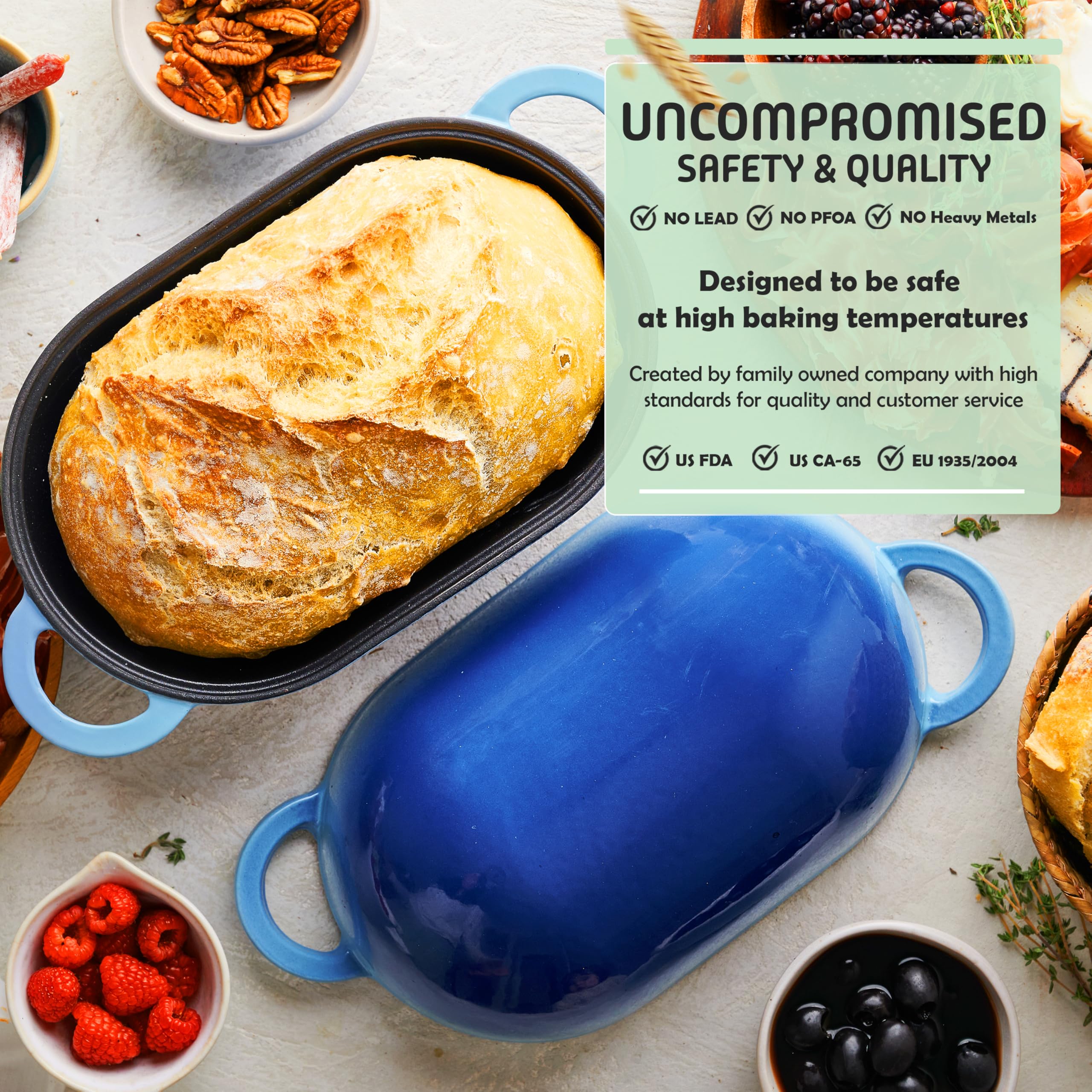 Loafnest: The Original Breadbaking Dutch Oven. 2 Qt Covered Cast Iron Yeast And Sourdough Baker. Non-Toxic Oven-Safe To 500 F [C