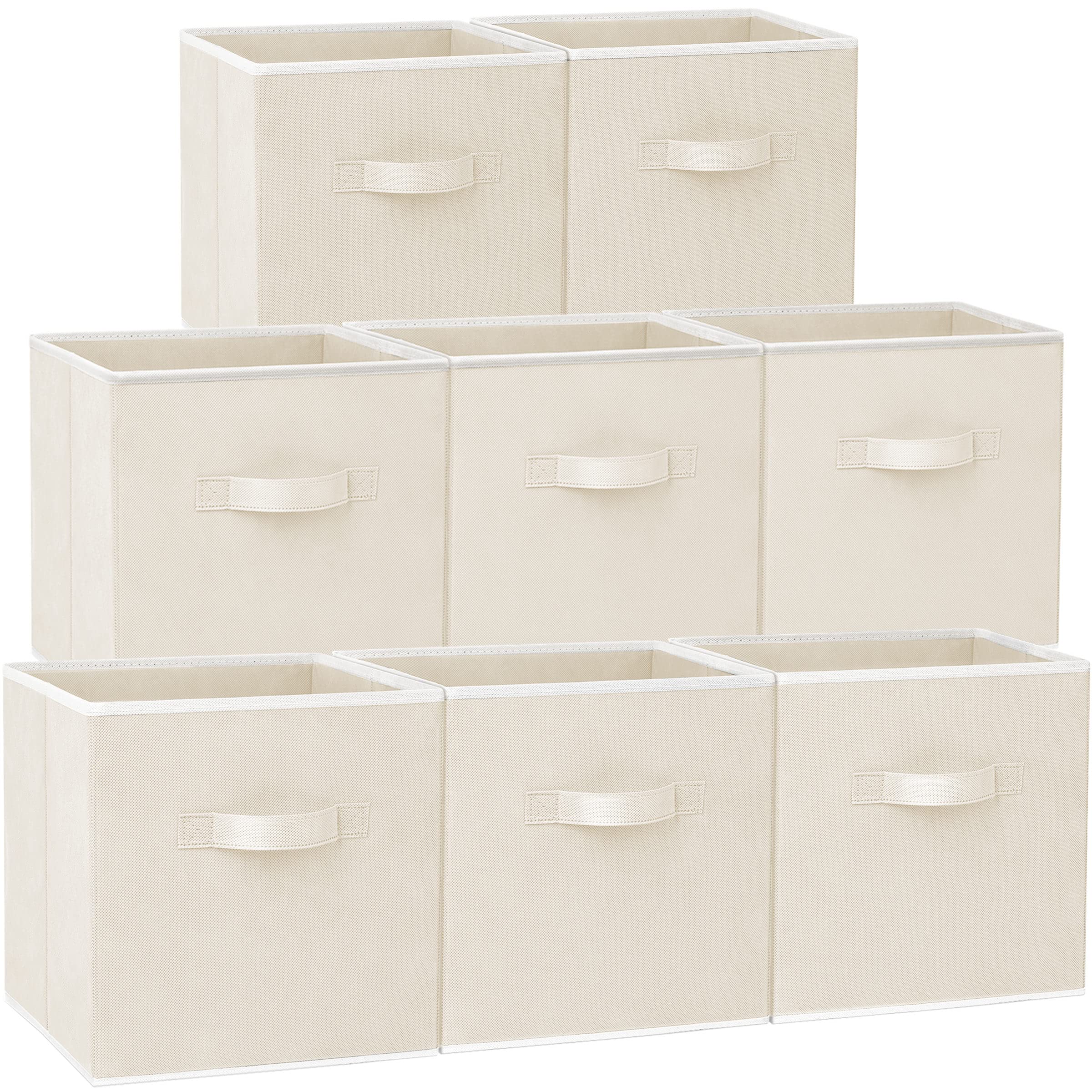 Storage Cubes, 13X13 Large Cube Storage Bins (Set Of 8), Fabric Collapsible Storage Bins With Dual Handles, Foldable Cube Basket