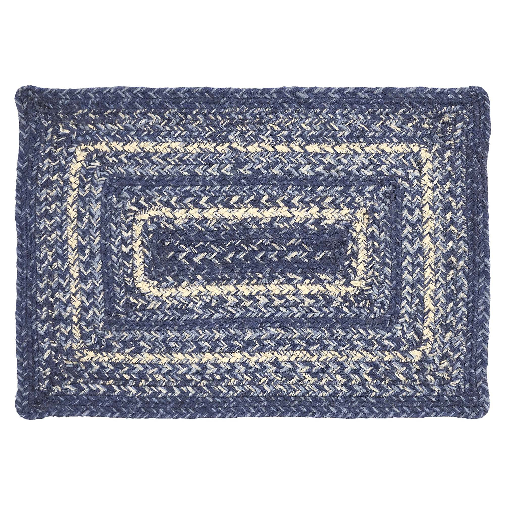 Vhc Brands Farmhouse Great Falls Blue Table Placemat, Blue White, Jute Blend, Rectangle, 12X18 Inches