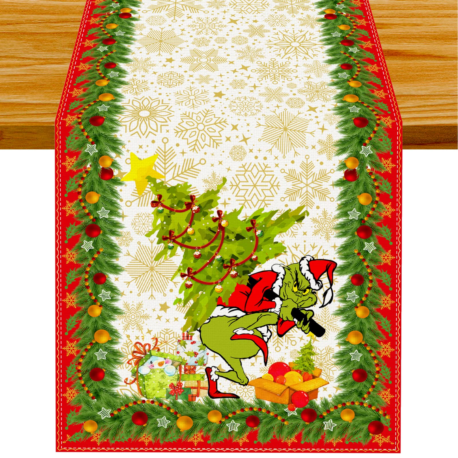 Linen Grinch Christmas Decorations Christmas Table Runner Merry Grinchmas Grinch Table Runner Tablecloth Christmas Xmas Winter H