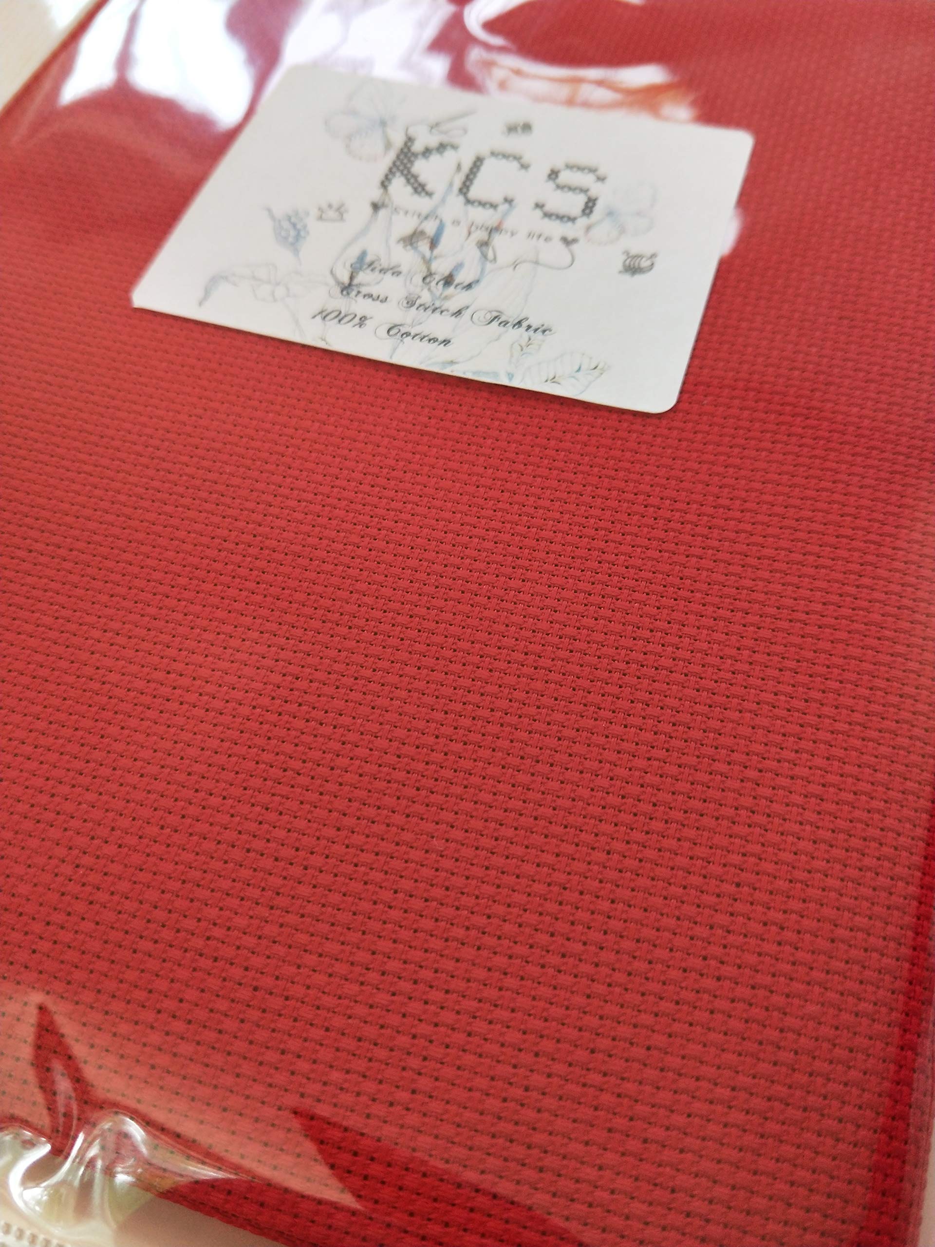 19 X 28 14Ct Counted Cotton Aida Cloth Cross Stitch Fabric (Red)