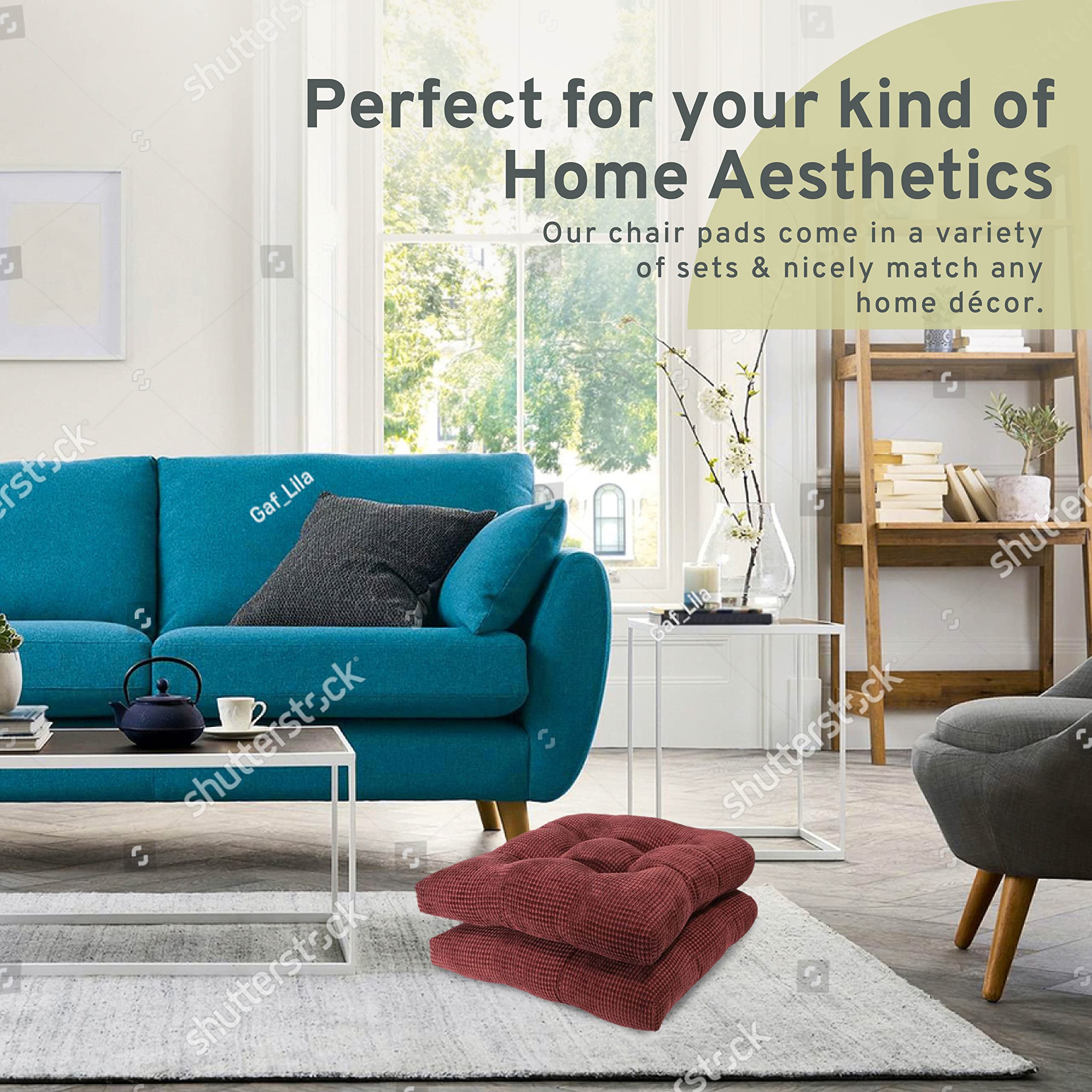 Arlee Non-Skid Chair Pads, 2 Count (Pack Of 1), Burgundy Red