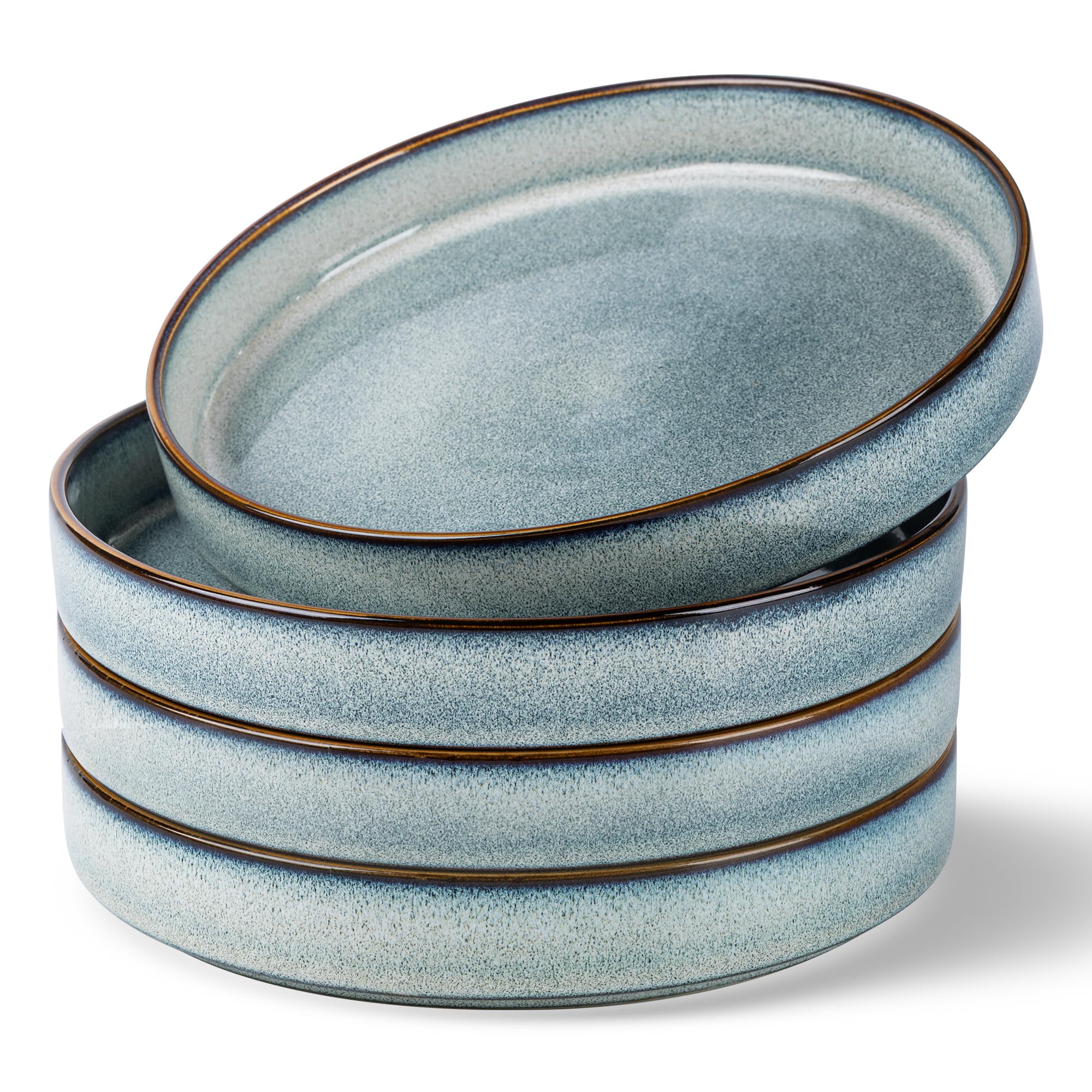 GBhome 9 Large Ceramic Pasta Bowls, 32oz Stoneware Pasta Serving Bowls Set of 4 for Kitchen, Wide Bowls for Fruit,Pasta,Salad,
