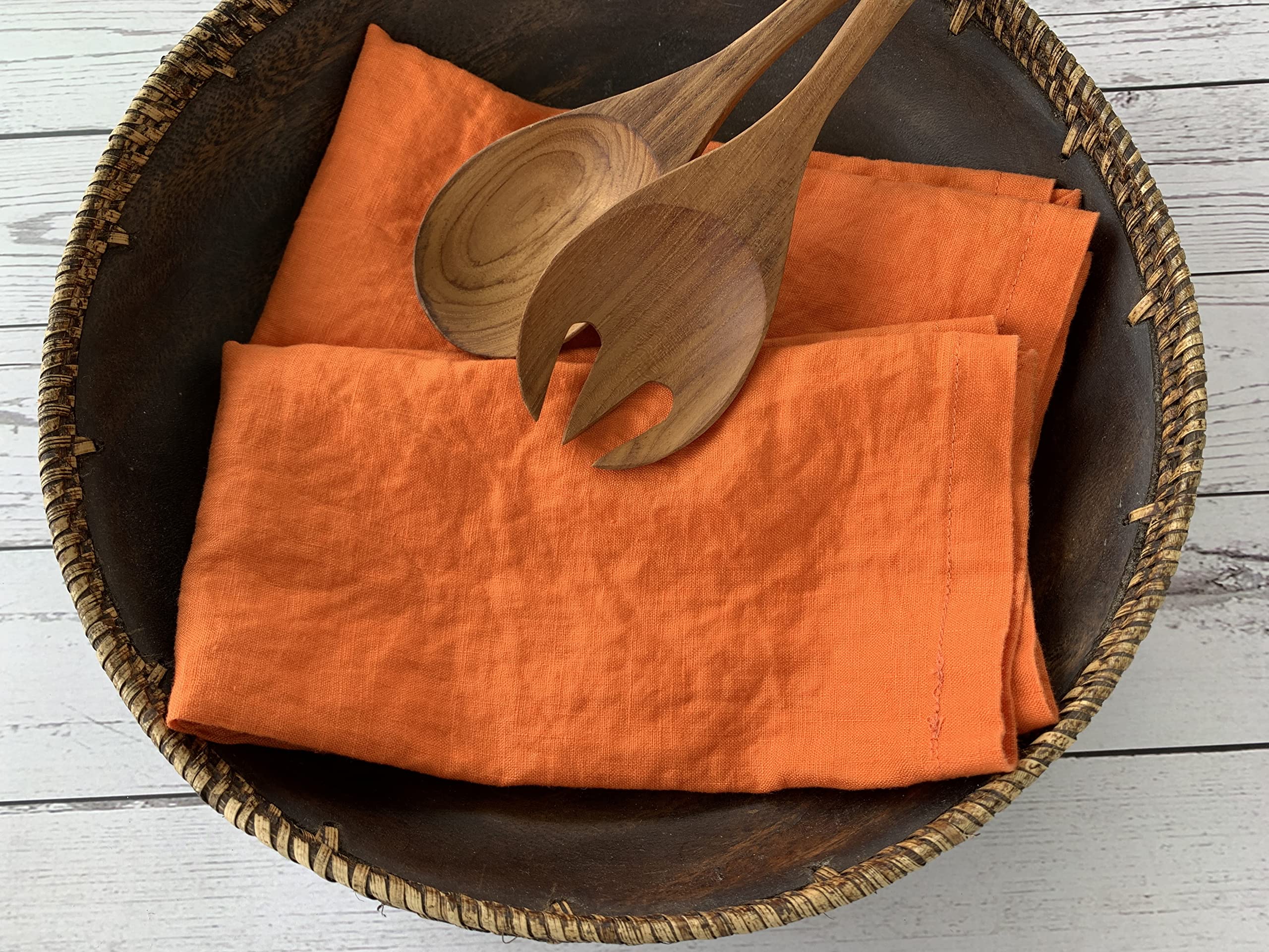 Linen Napkins -100% French Flax - Stonewashed Pure Linen Cloth Napkins - Size 18 Inch X 18 Inch - Set Of 4, Tropics (Tropical Or