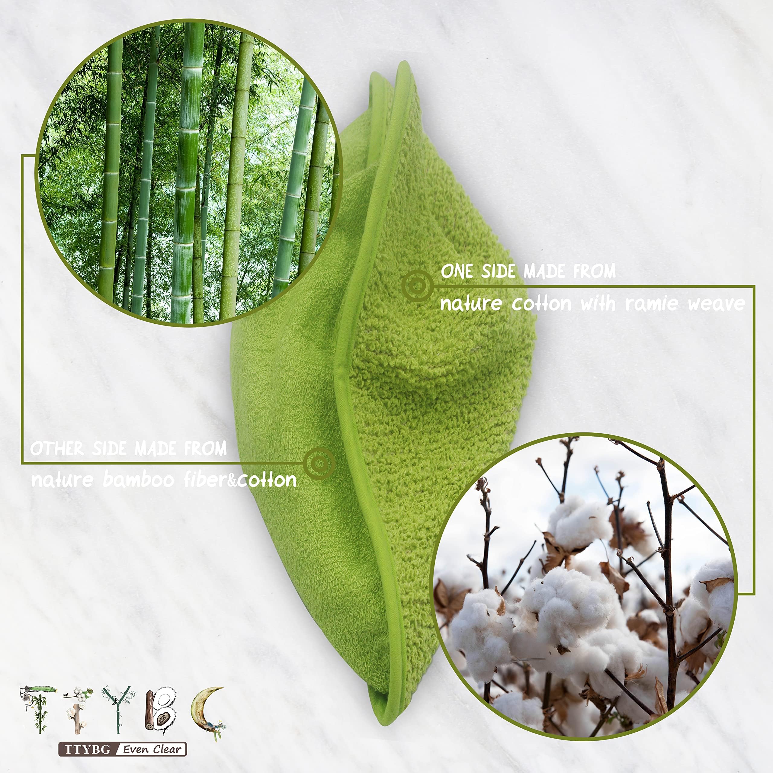 Natural Organic Ramie And Rayon Made From Bamboo Dual Sided Washcloths Hand Towels Ultra Soft For Shower Bath Spa, Gentle For Bo