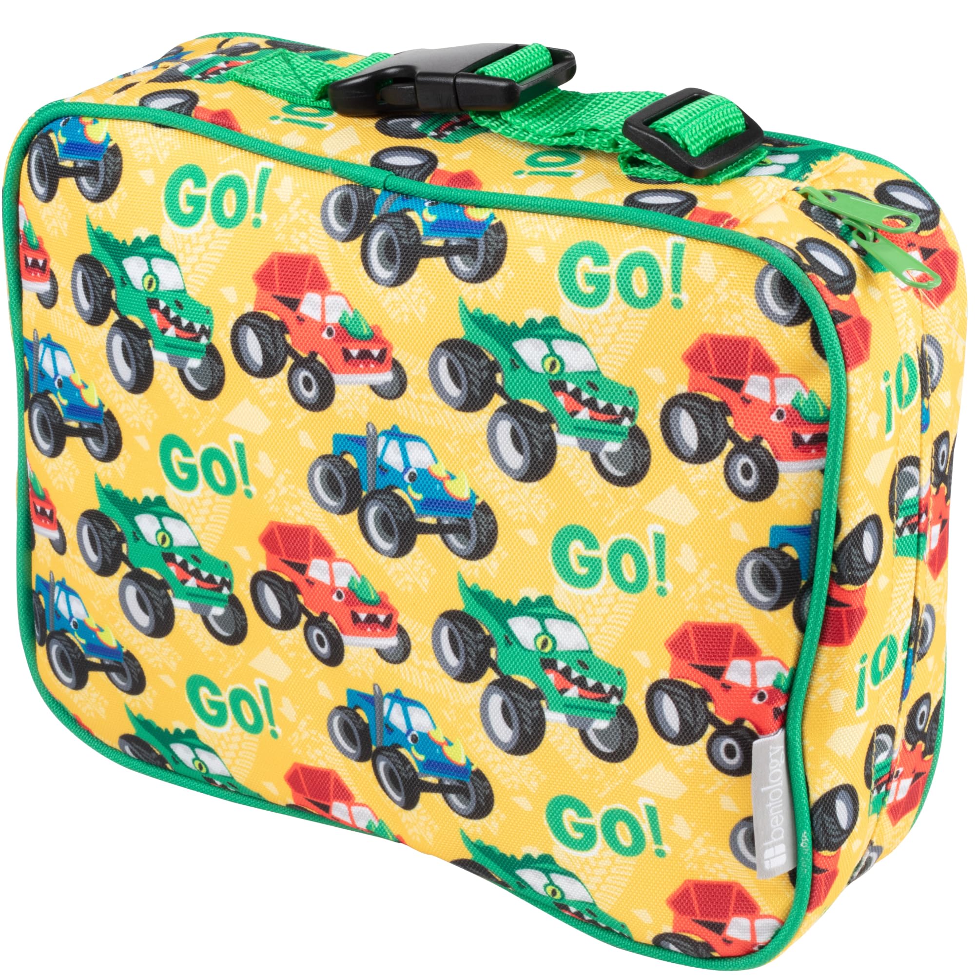 Bentology Lunch Box for Boys - Kids Insulated  Durable Lunchbox Tote Bag Fits Bento Boxes  Containers and Bottles  Back to School Sleeve Keeps Food Hotter or Colder Longer - Monster Truck