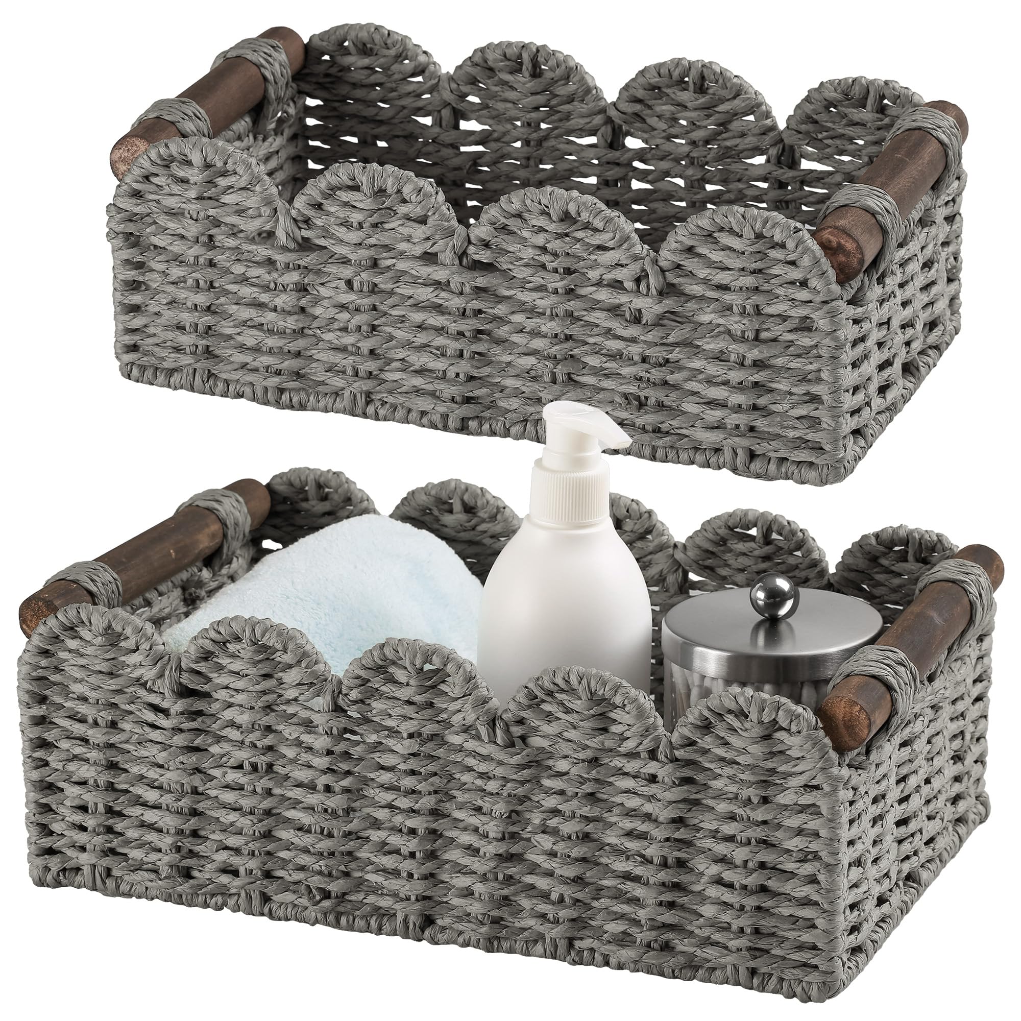 Storage Basket Wicker Baskets for Organizing Toilet Paper Storage Basket for Toilet Tank Top,Gray