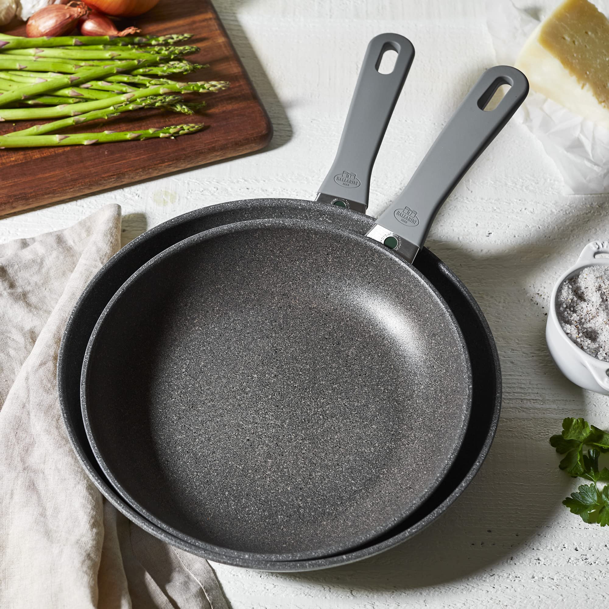 BALLARINI 2-pc Aluminum Nonstick Fry Pan Set, Gray, Model 75003-103-0, Made in Italy