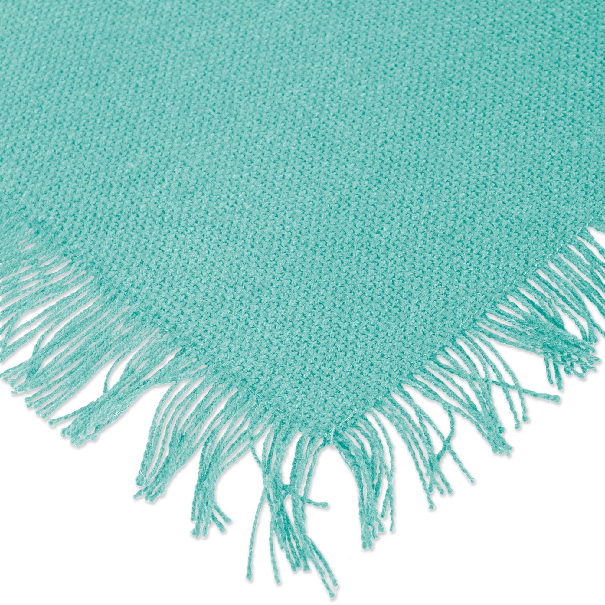 DII Everyday Collection  Fringed Solid Tabletop  Table Runner  14x72  Aqua