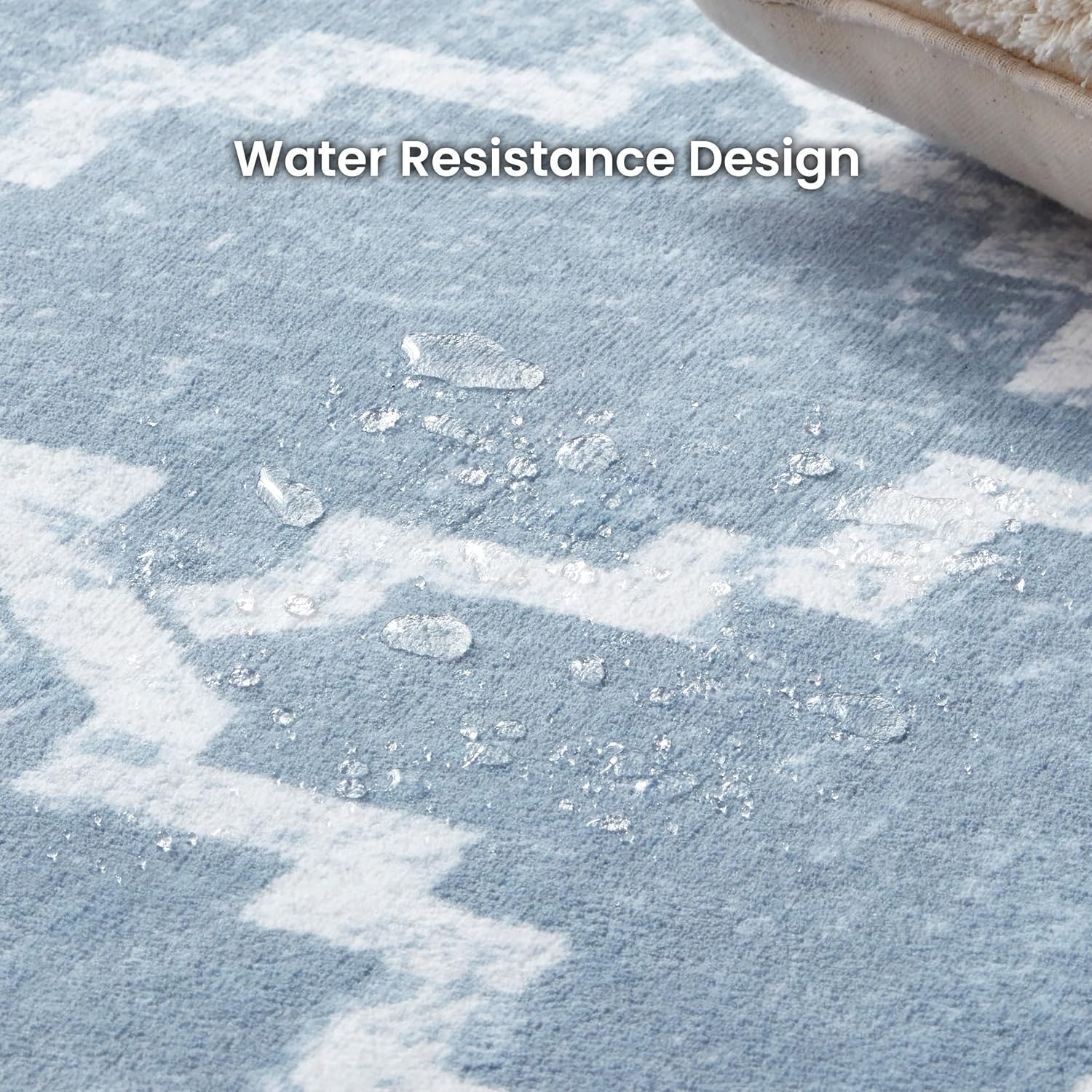 Washable Faux Wool Rug -Water Resistant Design for  Living Room & Bedroom