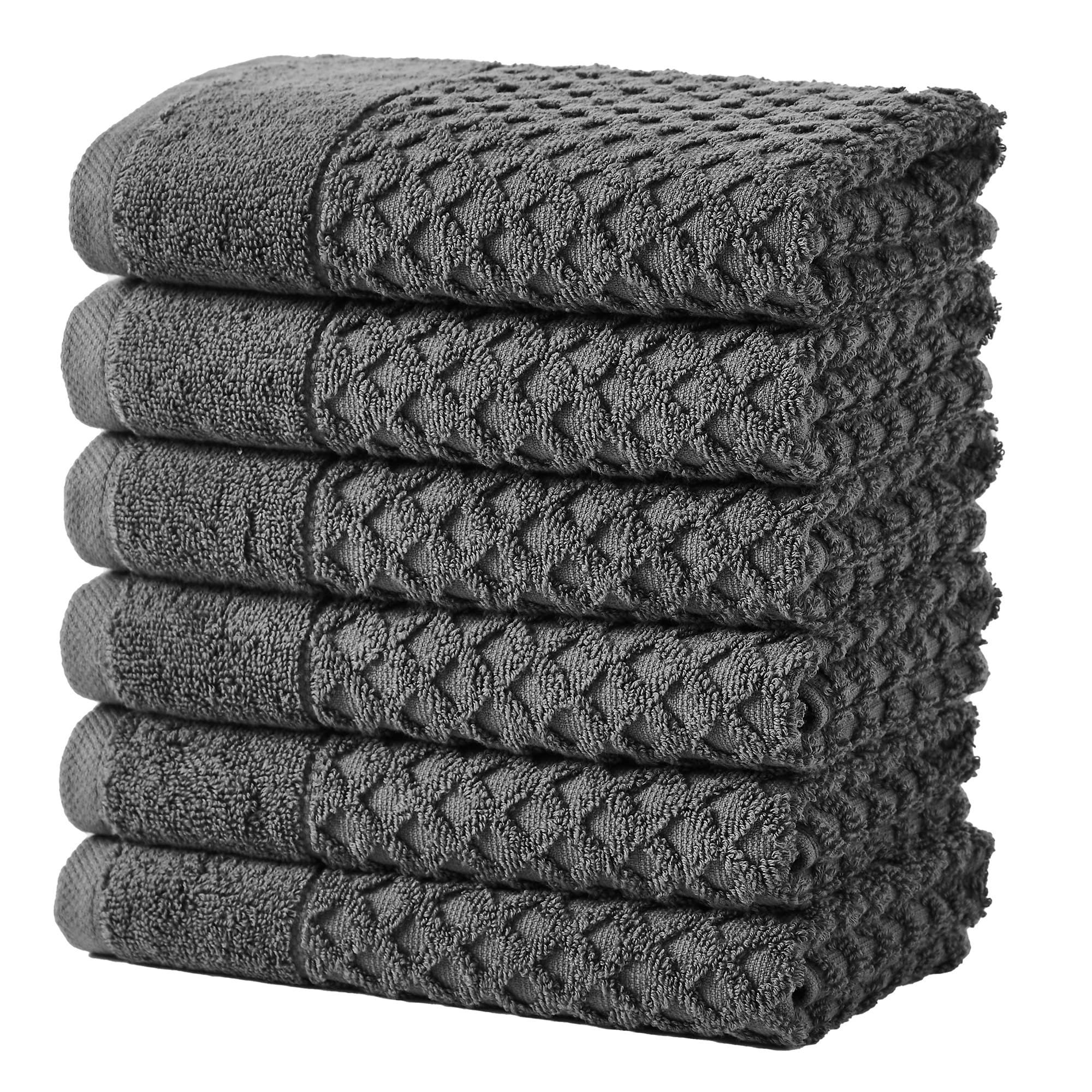 Great Bay Home 100% Cotton Grey Hand Towels  6 Soft Bathroom Hand Towels  Highly Absorbent, Quick Dry Bath Towels  Grayson Colle