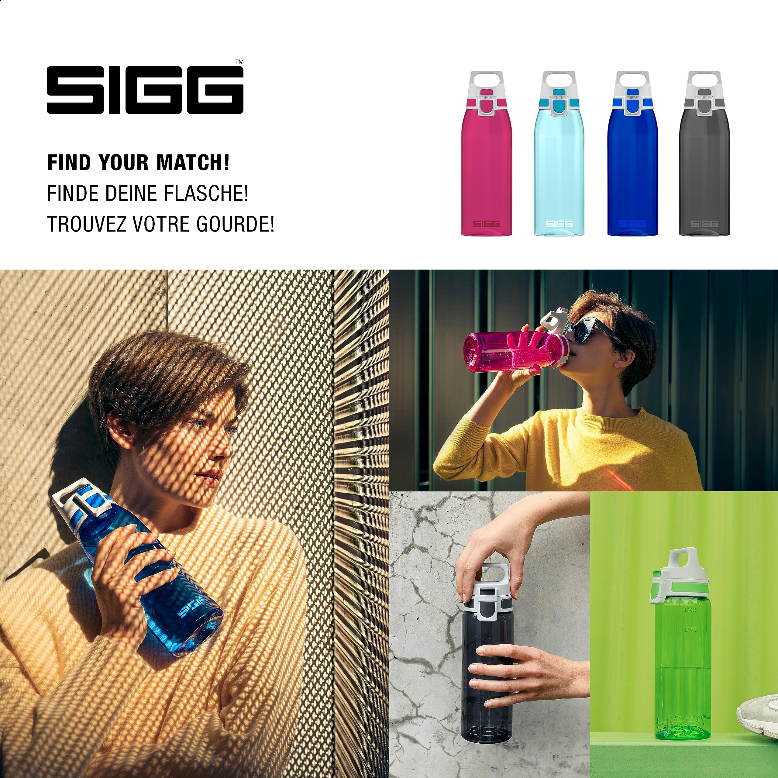 Sigg - Tritan Sports Water Bottle - Total Color Transparent - Leakproof - Featherweight And Shatter-Proof Tritan Plastic - Dishw
