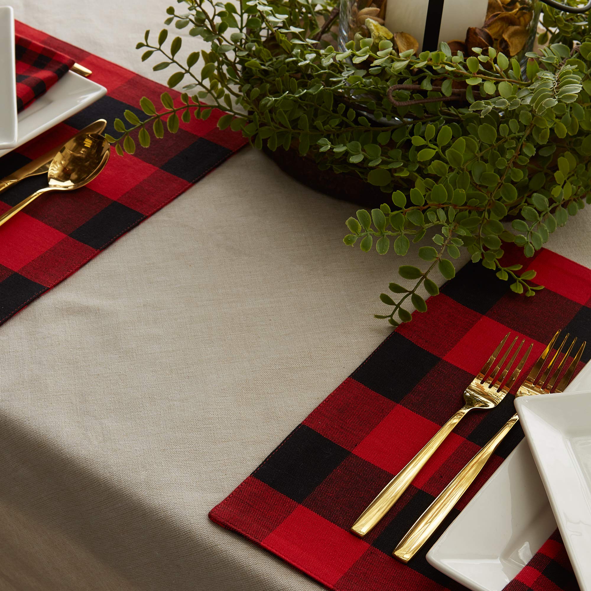 Dii Gingham Check Tabletop Collection, Red/Black, Placemat Set