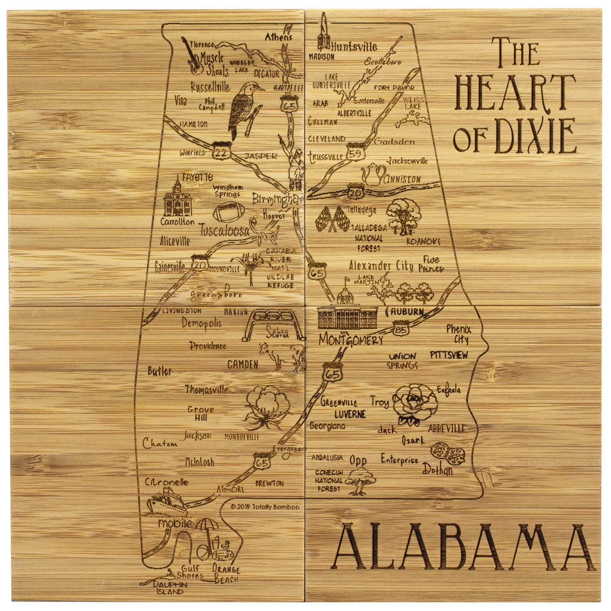 Totally Bamboo Delaware State Puzzle 4 Piece Bamboo Coaster Set With Case