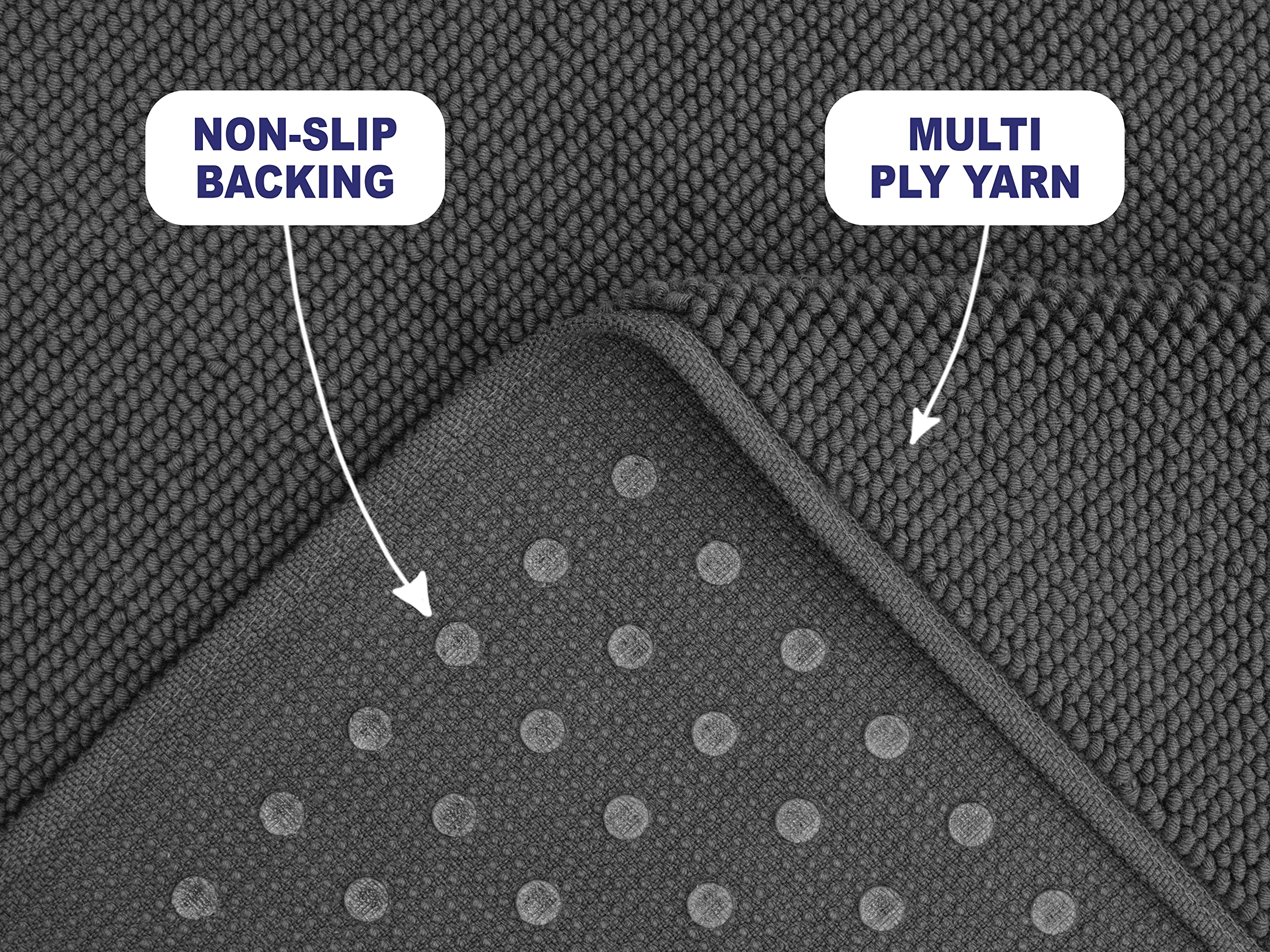 American Soft Linen Bath Rug, 20 In 34 In 100% Cotton Bath Mats Rugs For Bathroom, Non Slip Washable Shaggy Form Area Rugs, Gray