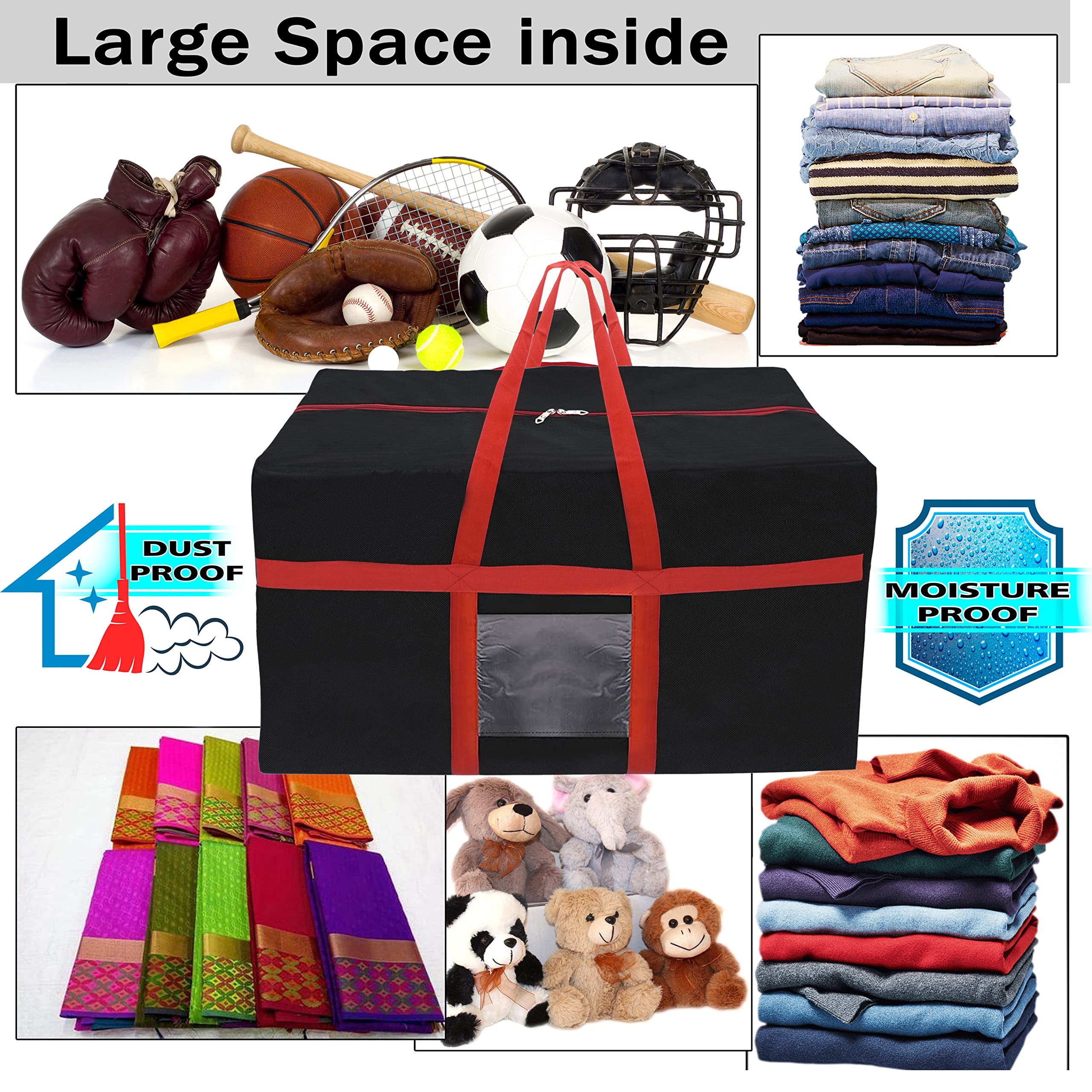 Storite Nylon Multi-Purpose Heavy Duty 128 litres Super-Size Large Clothing Storage Organiser/Toys Storage Bag/Stationery Paper